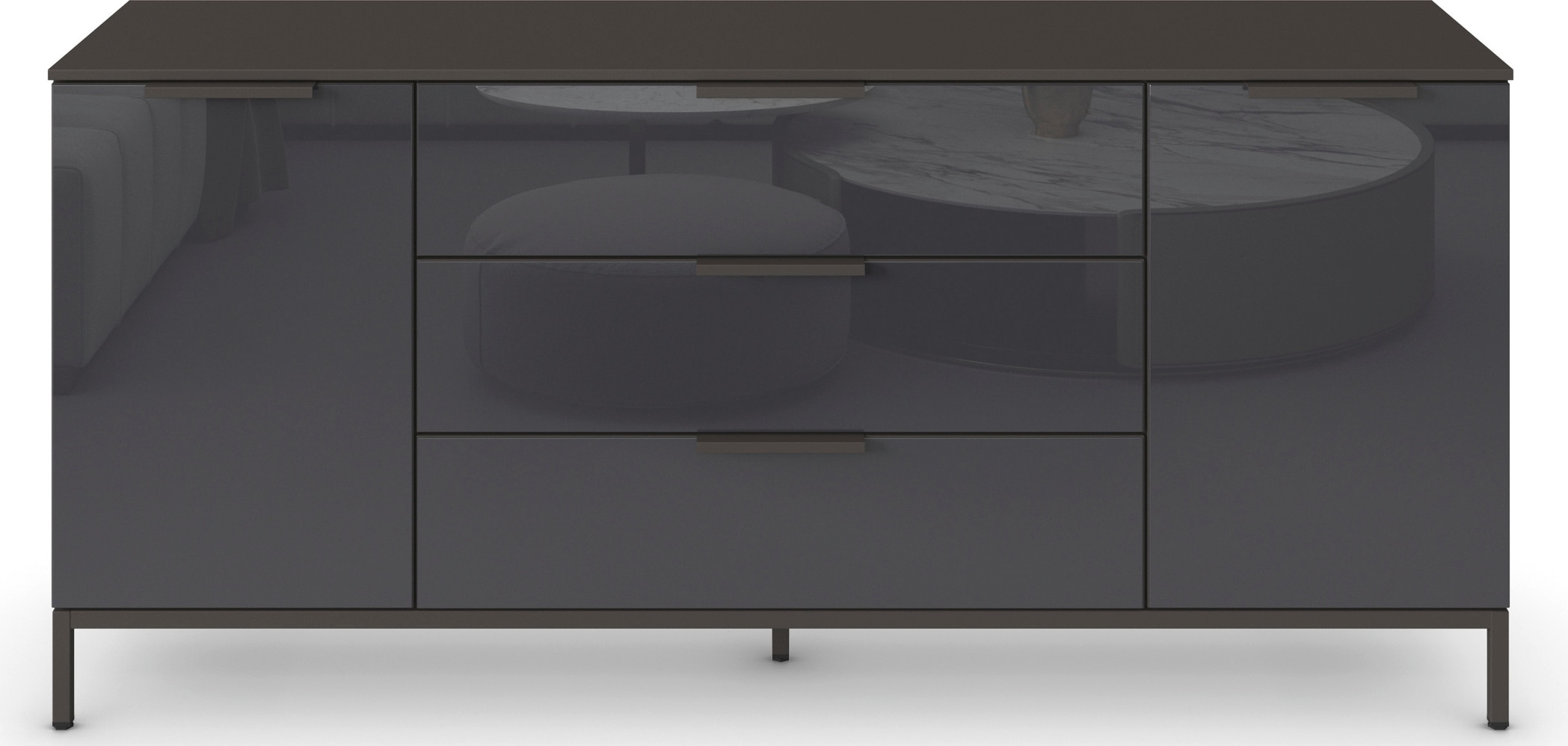 rauch Kombikommode »Kommode Türkommode Sideboard Kombikommode FLIPP mit Glasfront« Breite 160 cm mit 2 Einlegeböden,  2-türig mit 3 Schubladen und Soft-Close-Funktion sowie Glasfront