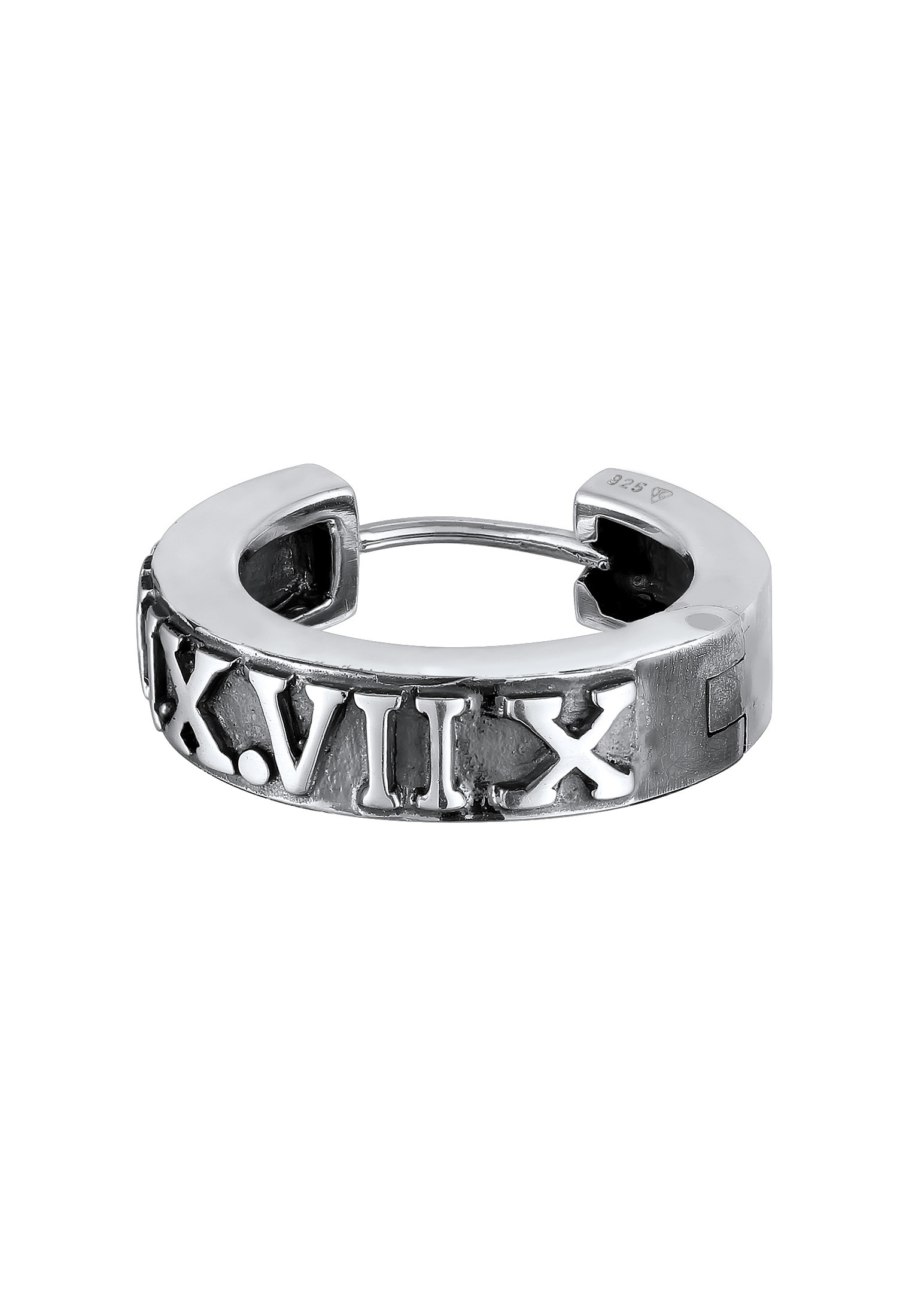 Kuzzoi Paar Creolen »Ohrringe Single Creole Römische Zahlen oxidiert 925 Silber«