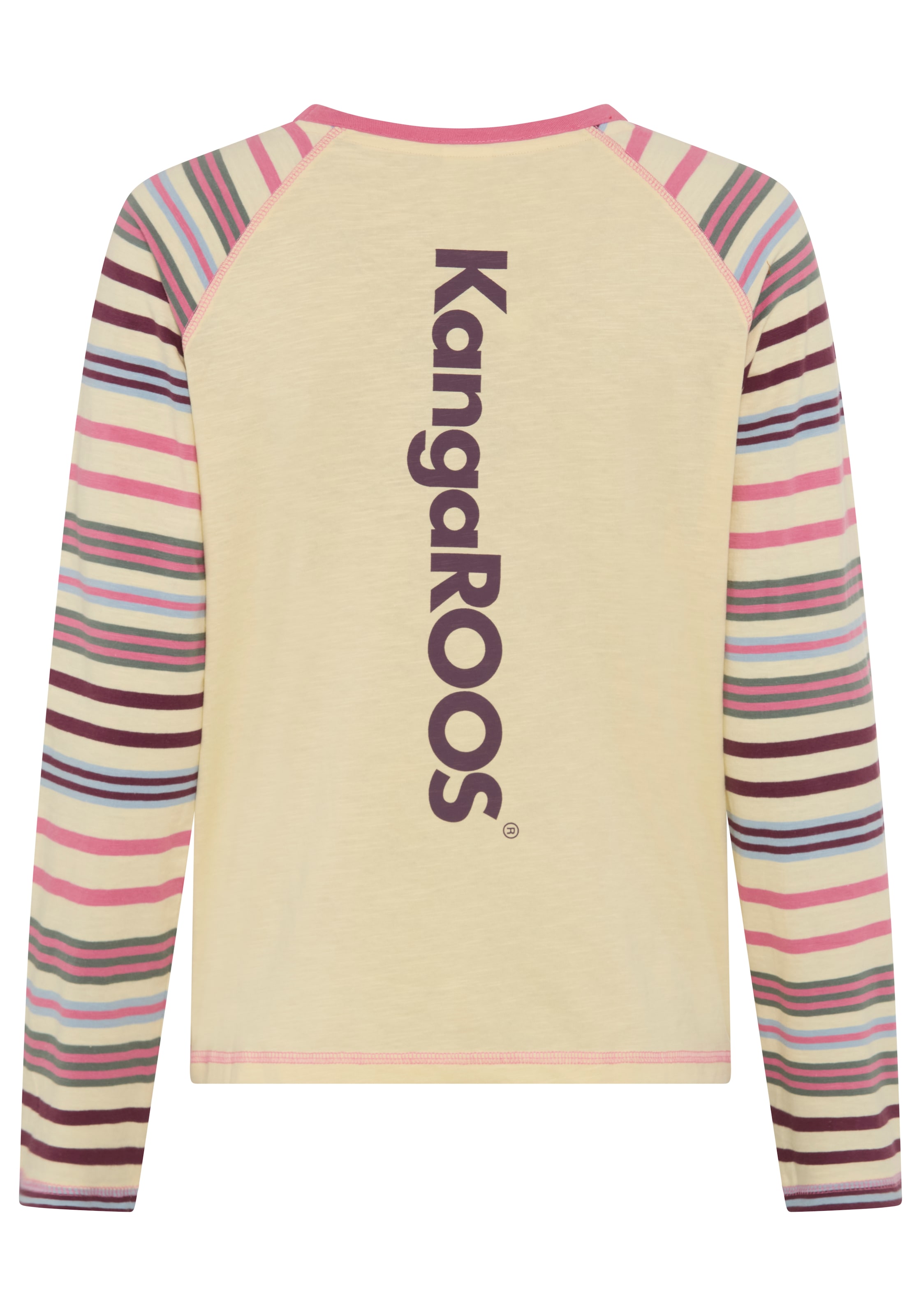 KangaROOS Langarmshirt bequeme Passform, hüftlange Form, aus Jersey, mit Raglanärmeln