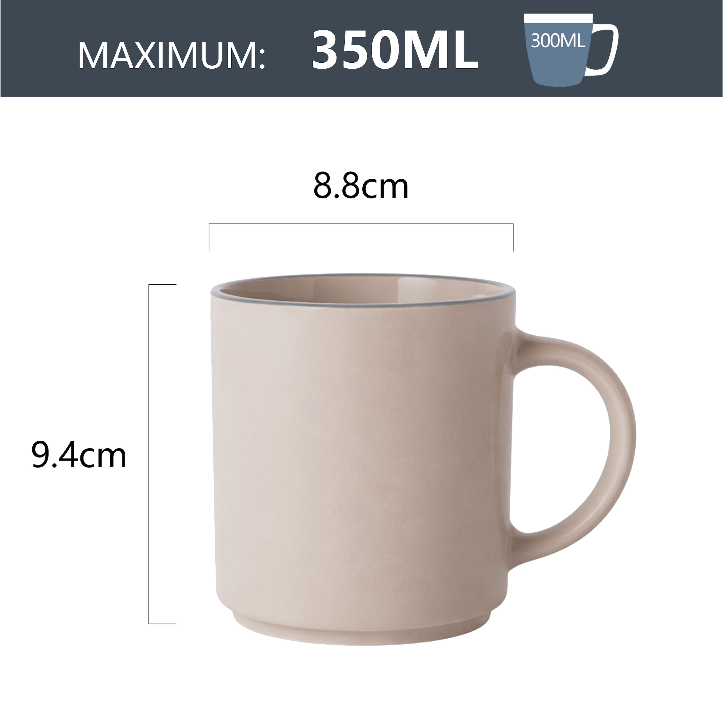 OTTO home Becher »Kaffeebecher Ylvii, 6er Set« spülmaschinenfest und mikrowellengeeignet, 350 ml