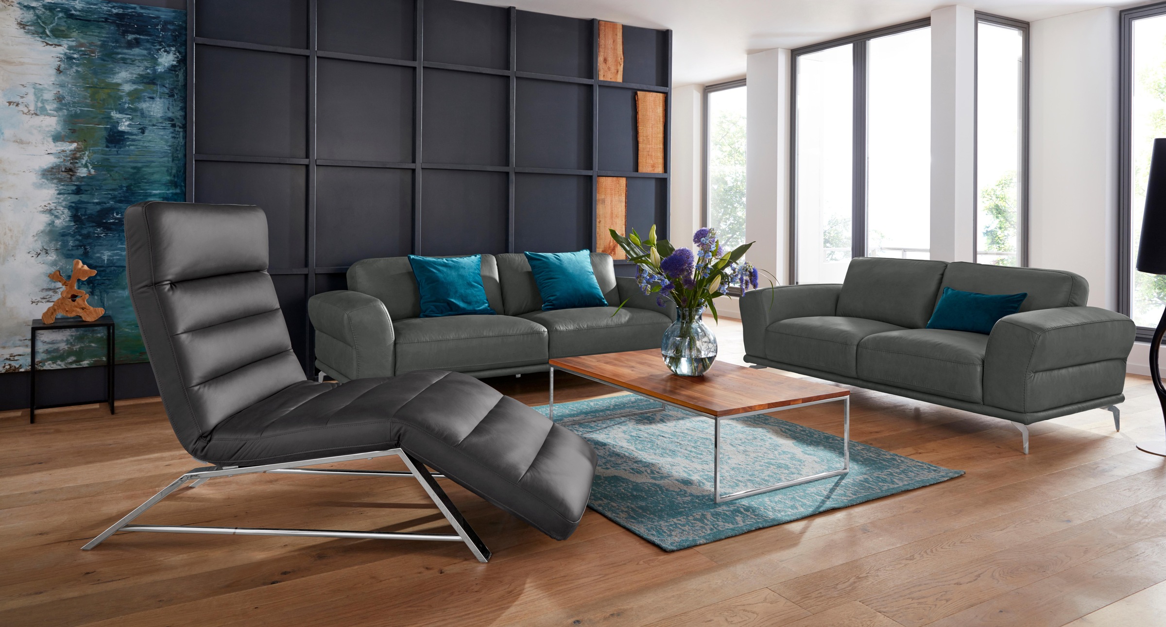W.SCHILLIG 2-Sitzer »montanaa«, mit Metallfüßen in Chrom glänzend, Breite 192 cm