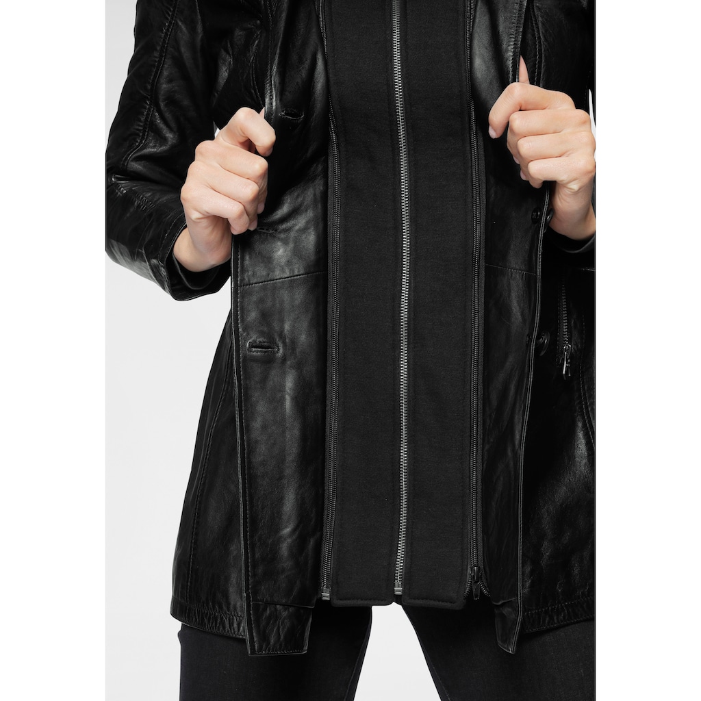 Gipsy Lederjacke »CLEEO«, mit Kapuze, stylischer hochwertiger Longblazer im Two-in-One-Look