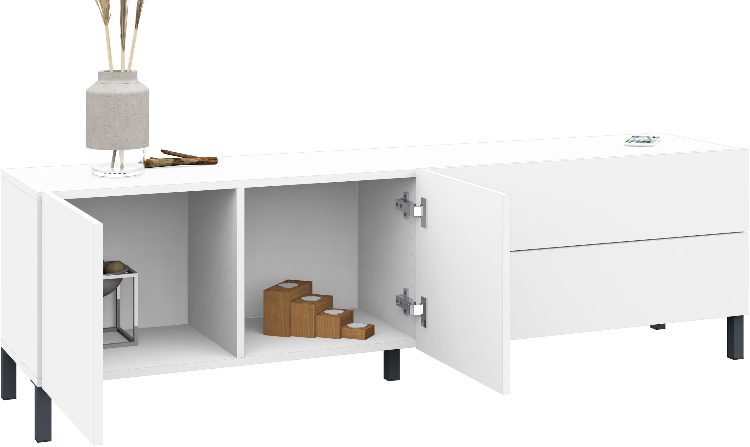 borchardt Möbel Lowboard Metallfüße, grifflose Optik