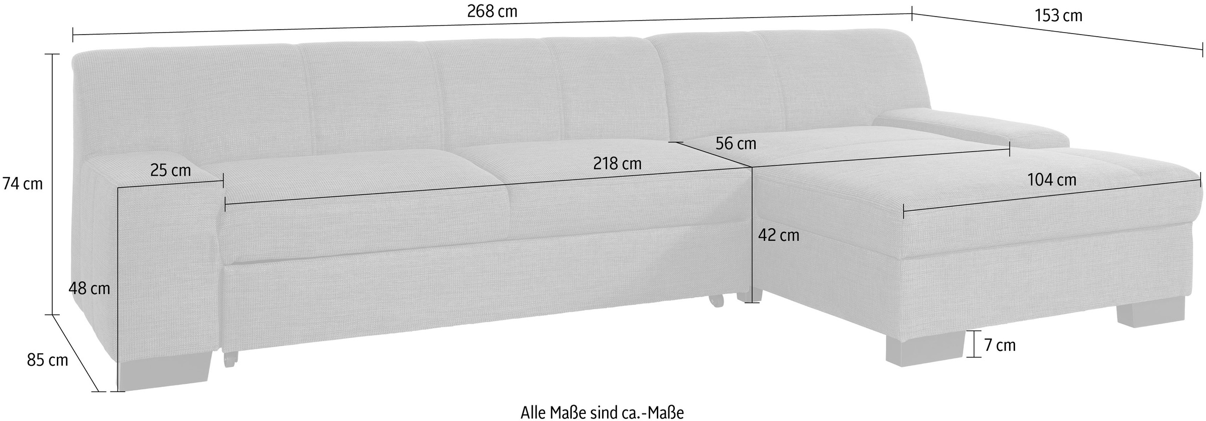 DOMO collection Ecksofa »Norma, elegant und modern, mit flachen Armlehnen, L-Form«, wahlweise mit Bettfunktion