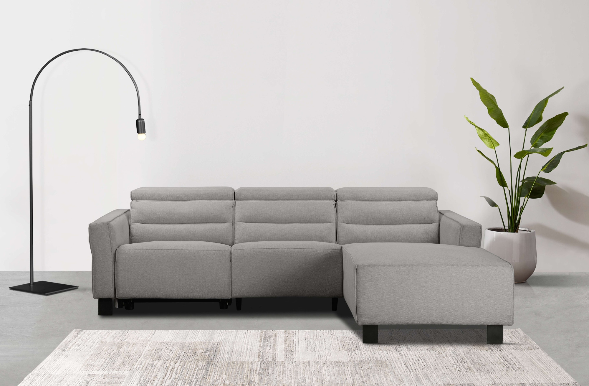OTTO home Ecksofa »CARPARI Webstoff,L-Form,224 cm, man./elektr. Relaxfunktion« (USB A/C), sowie Kopfteilverstellung