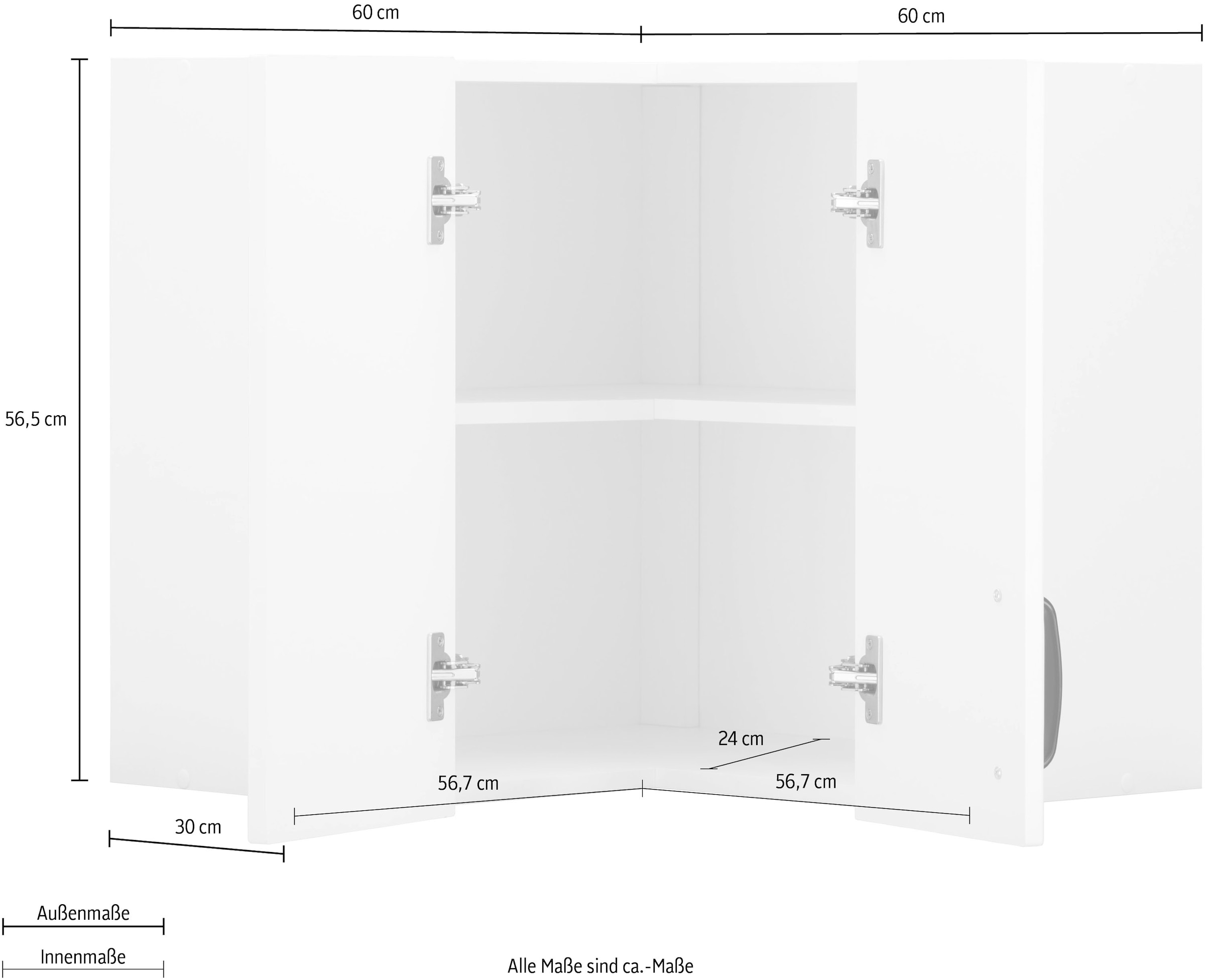 wiho Küchen Eckhängeschrank »Erla«, 60 cm breit mit Kassettenfront