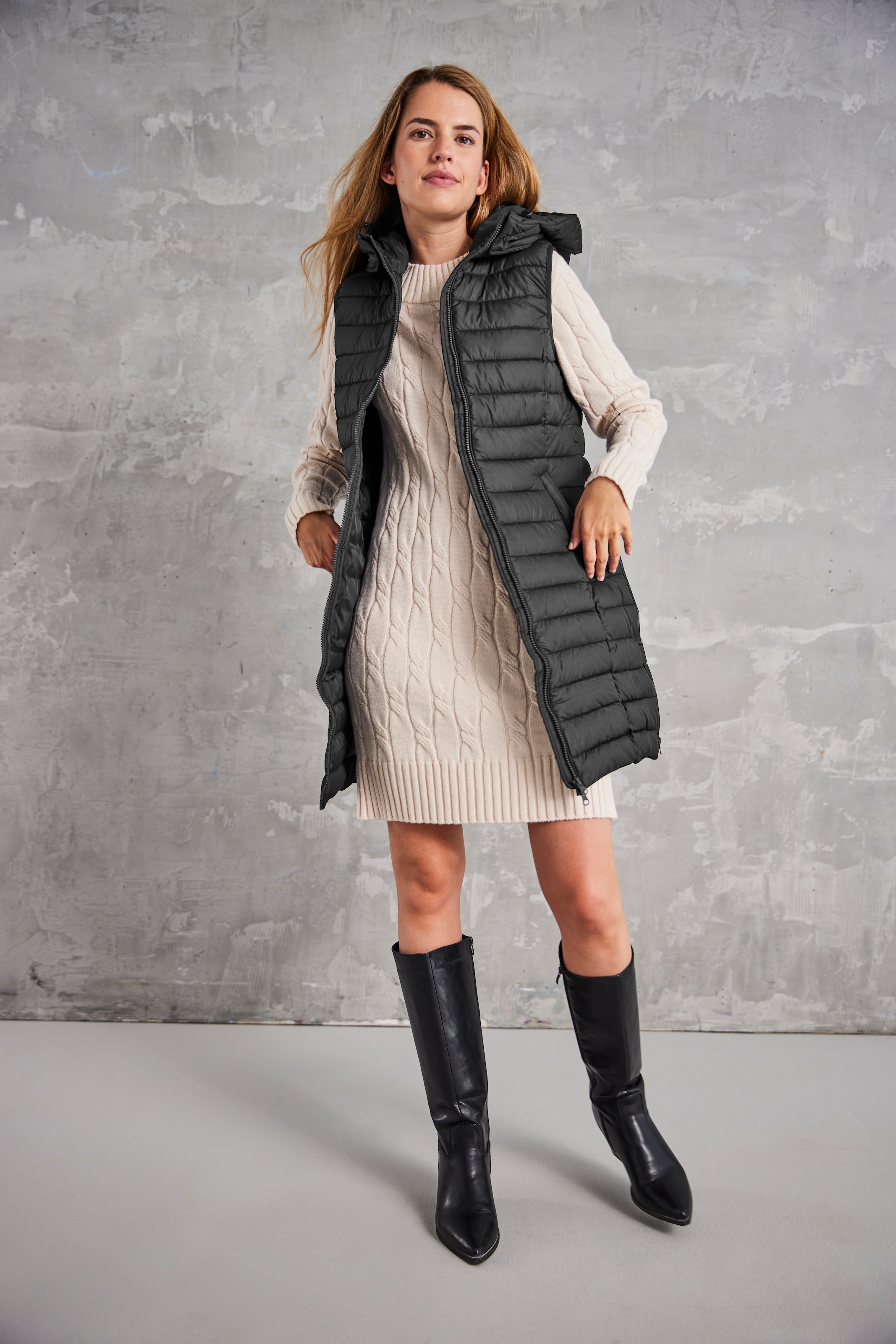 Aniston CASUAL Steppweste mit verstellbarer Kapuze