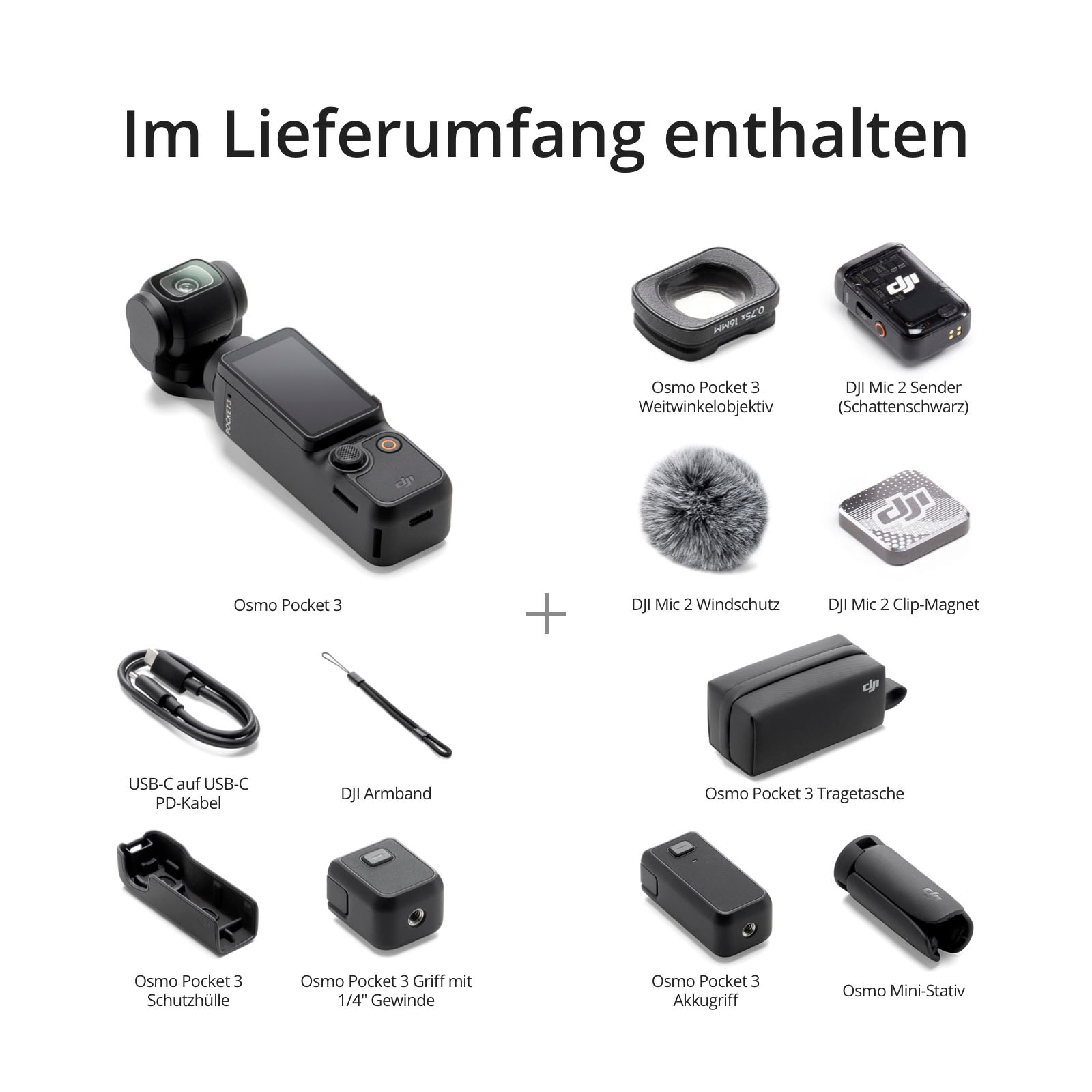 DJI Camcorder »Osmo Pocket 3 Kreativ Combo« 4K Ultra HD Bluetooth