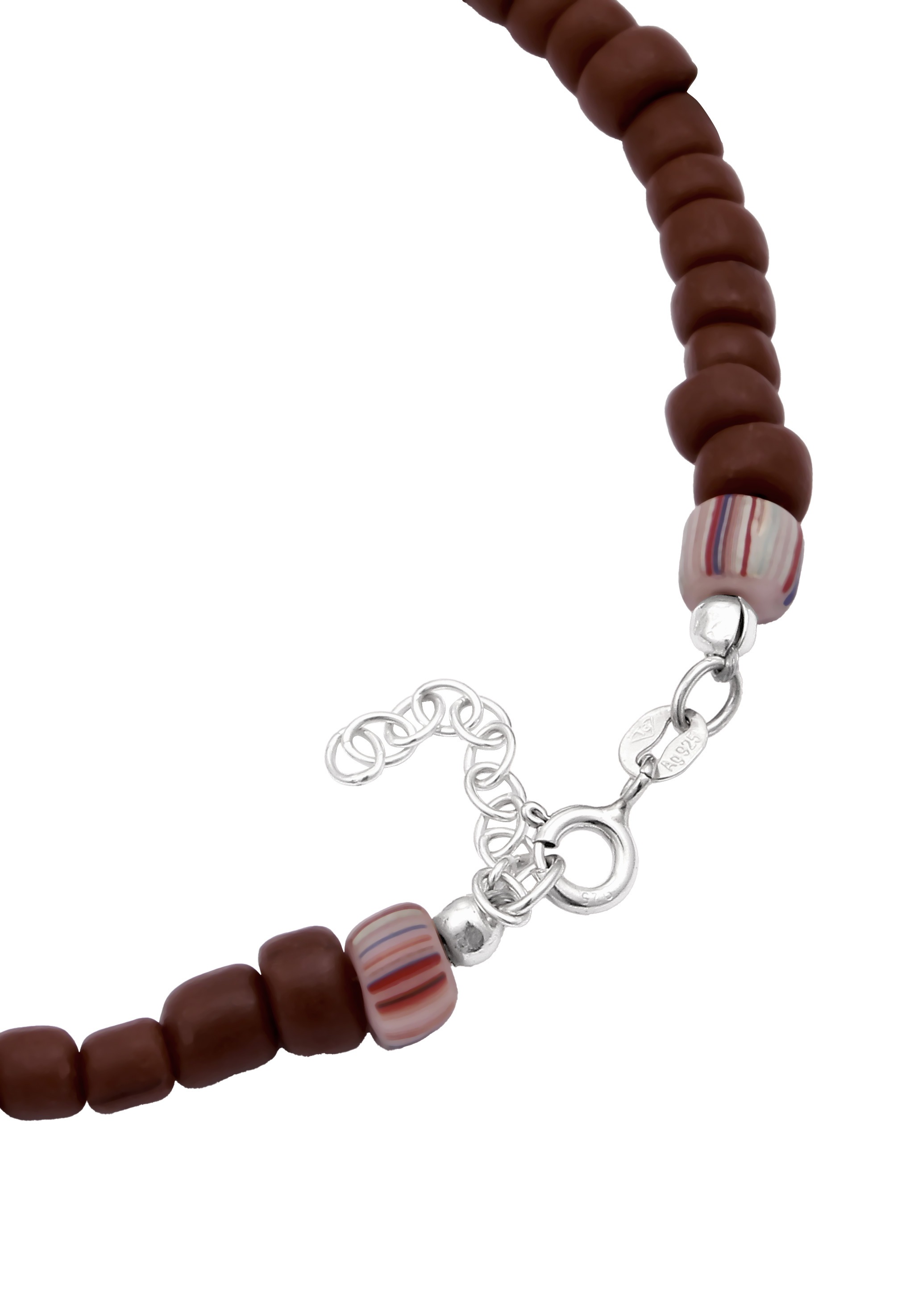 Elli Fußkette »Fußschmuck Glas Perlen Braun Synthetische Perle Weiß 925 Sterling Silber«