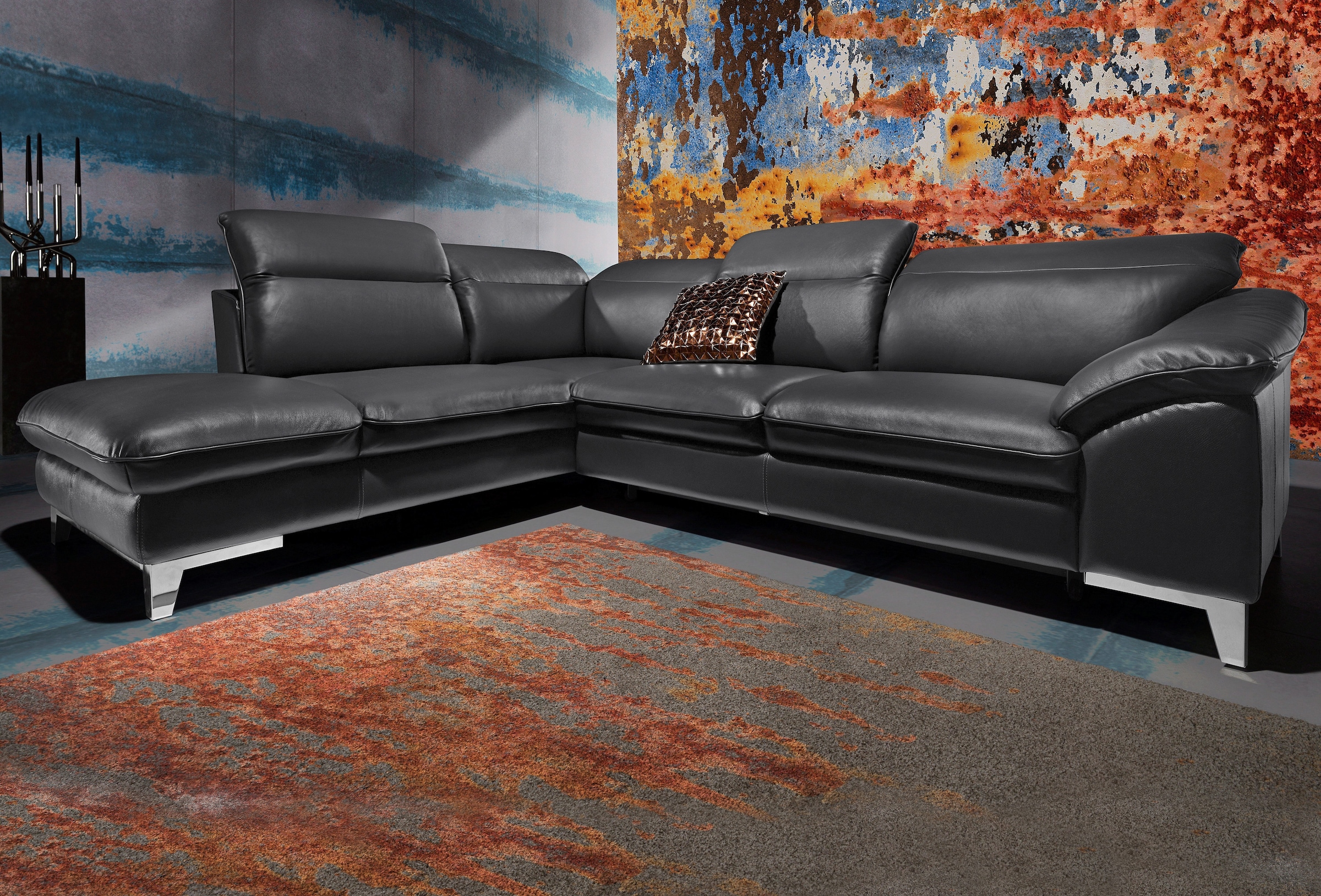 COTTA Polstergarnitur »Teresa L-Form«, (Set), Set bestehend aus: Ecksofa mit Kopfteilverstellung & Hocker