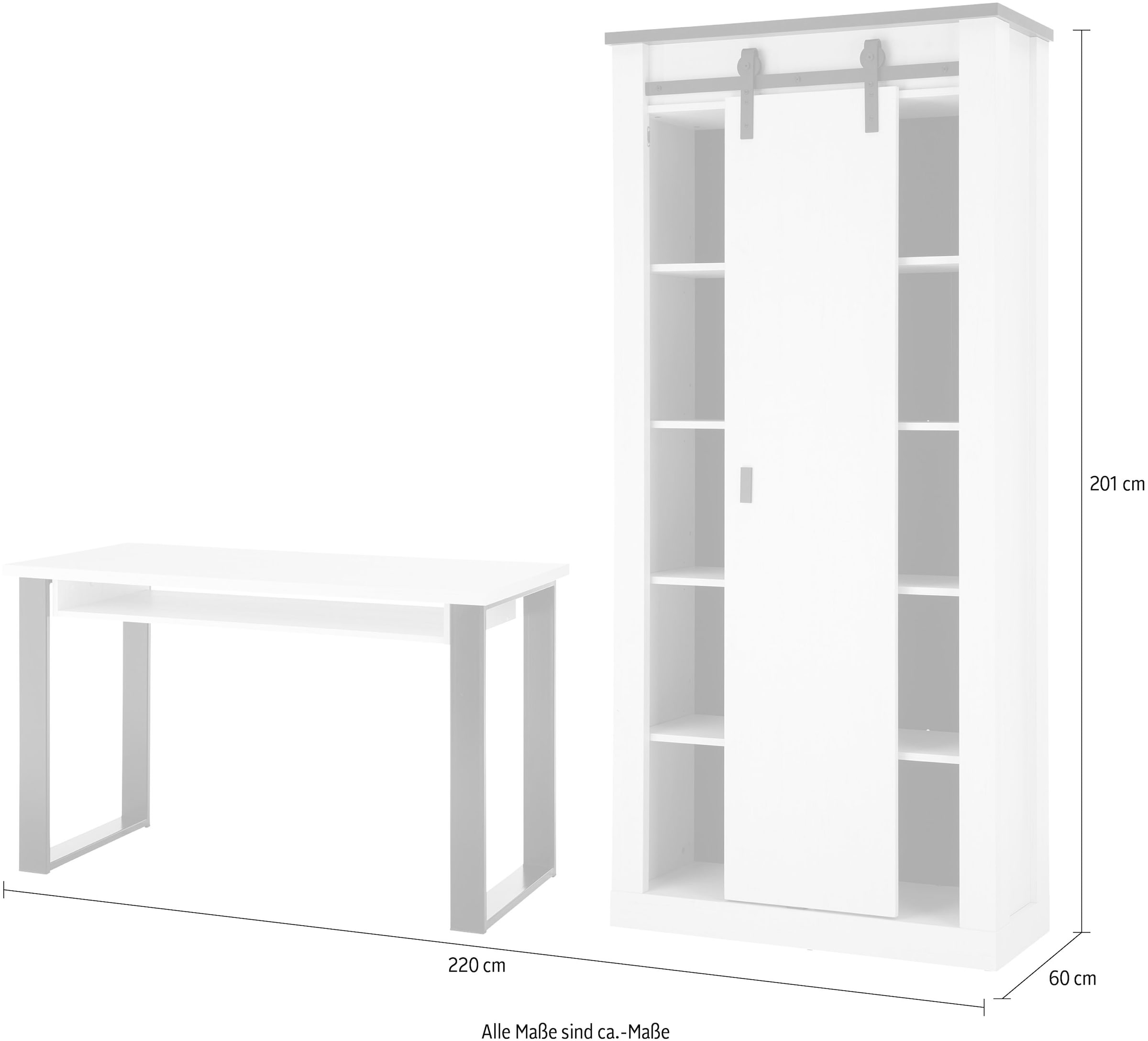 Home affaire Schrank-Set »SHERWOOD«, (2 St.), Büromöbel Set, mit  Scheunentorbeschlag aus Metall, Breite ca. 220 cm online bestellen |  UNIVERSAL