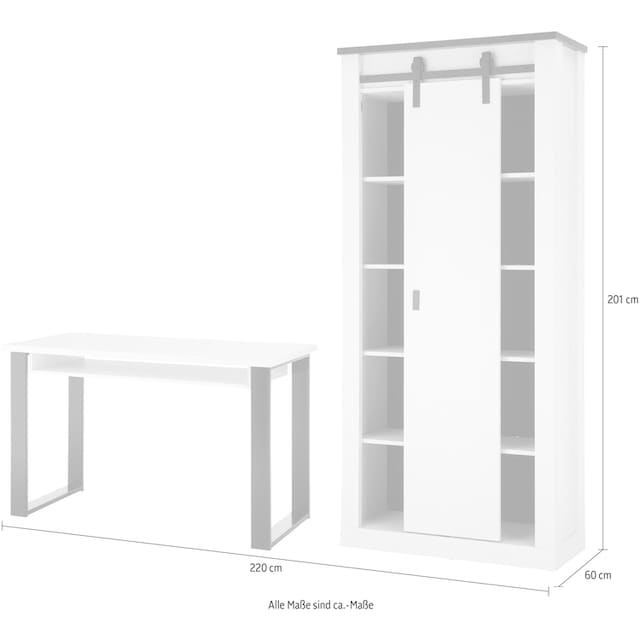 Home affaire Schrank-Set »SHERWOOD«, (2 St.), Büromöbel Set, mit  Scheunentorbeschlag aus Metall, Breite ca. 220 cm online bestellen |  UNIVERSAL