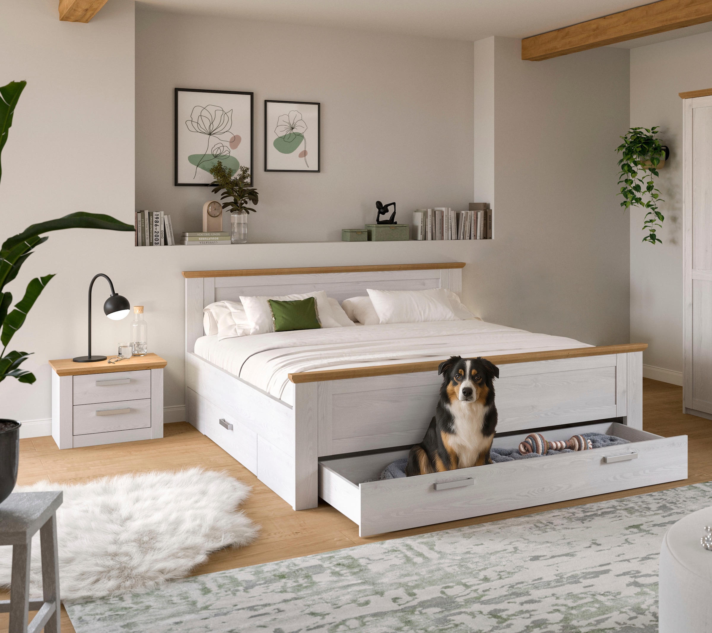 Home affaire Schlafzimmer-Set »COSENZA, TOPSELLER!, 2-teilig, Stauraumbett & Nachttisch« Matratzengröße 180x200 cm, viel Stauraum, ohne Lattenrost & Matratze, 2 tlg. tlg. Schlafzimmer, Schlafen, Set, Kombination, Bettanlage