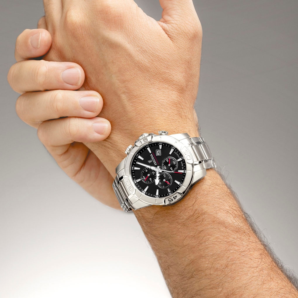 Festina Chronograph »Timeless Chronograph« Quarzuhr, Armbanduhr, Herrenuhr, Edelstahlarmband, analog, Tag