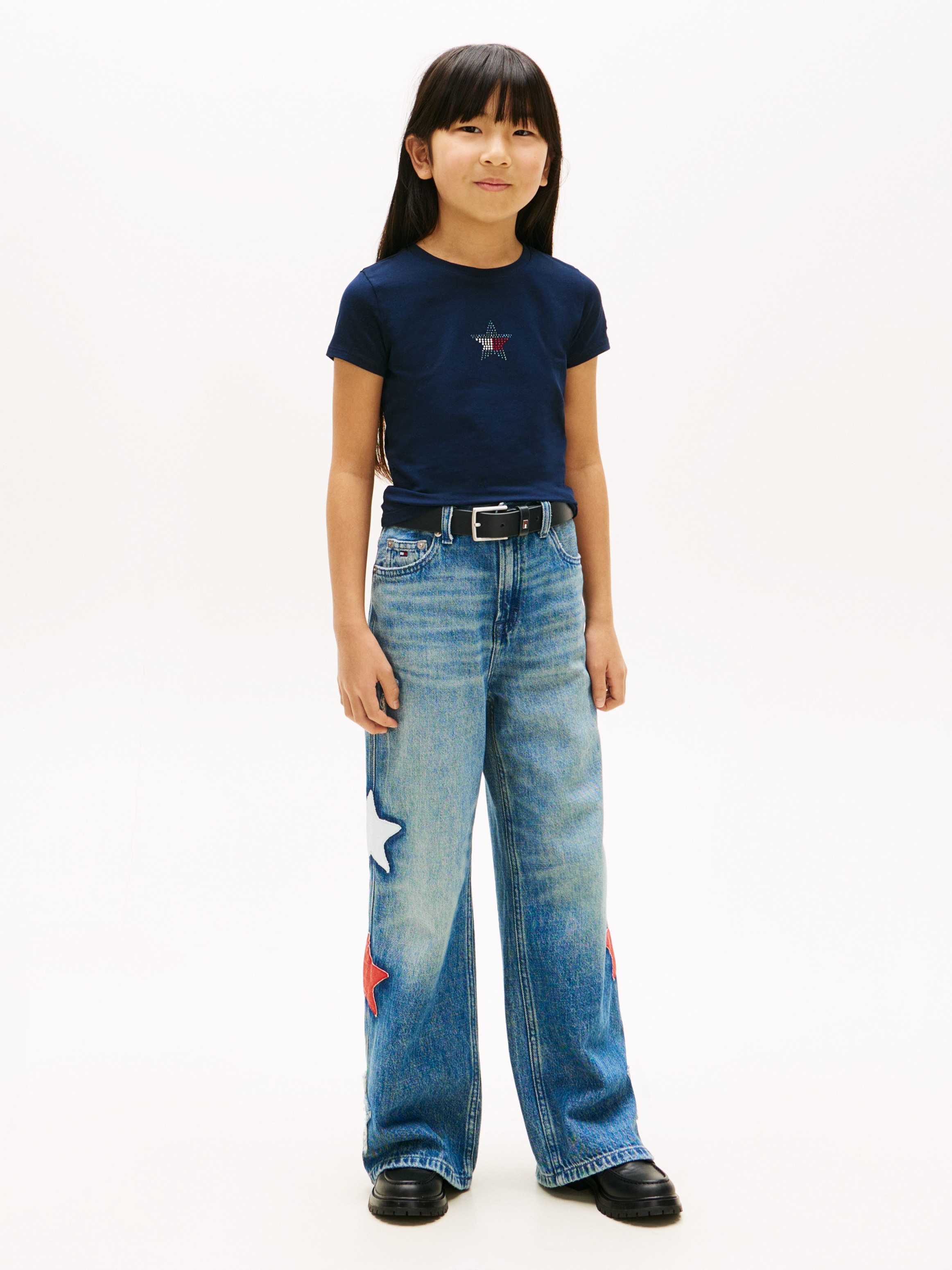 Tommy Hilfiger T-Shirt »STAR FLAG TEE SHORT SLEEVE« Kinder bis 16 Jahre, Logo mit Strass-Steinen