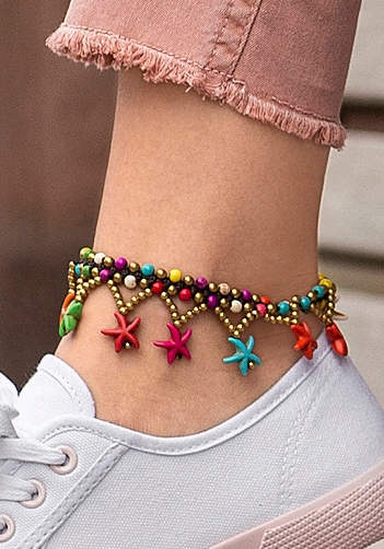 LASCANA Fußkette mit Anhänger »fröhliche Seestern Motive«, Seesternanhänger, Fußkettchen-Armband, Fußkettchen mit Anhänger