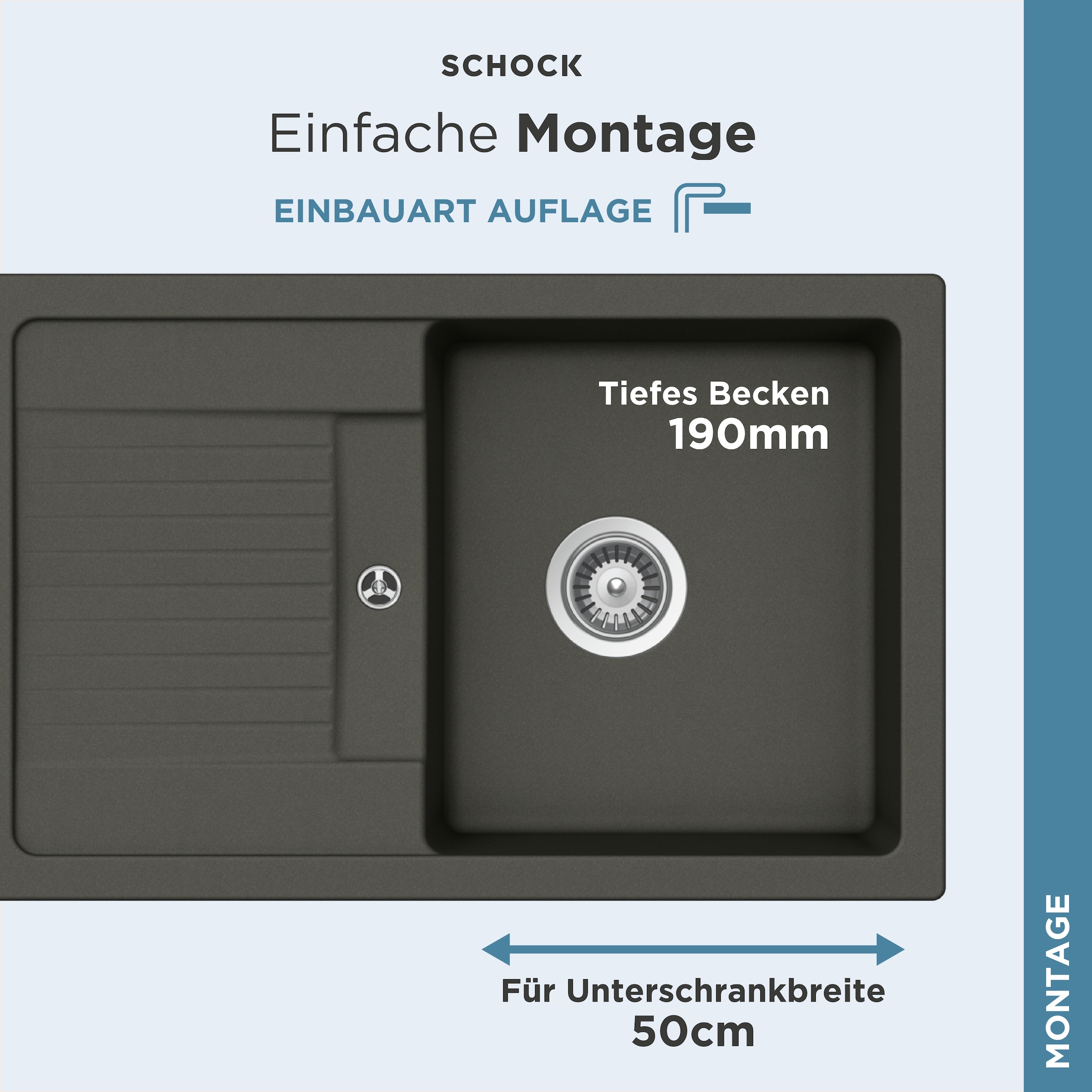 Schock Granitspüle »Lima D-100S« 78/50 cm, Auflagespüle