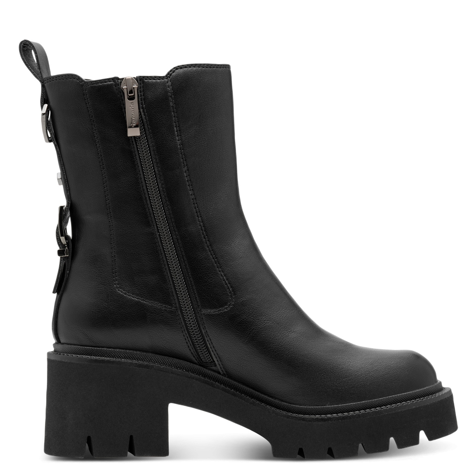 Tamaris Chelseaboots  , Blockabsatz, Stiefelette mit Zierschnallen-Element an der Ferse