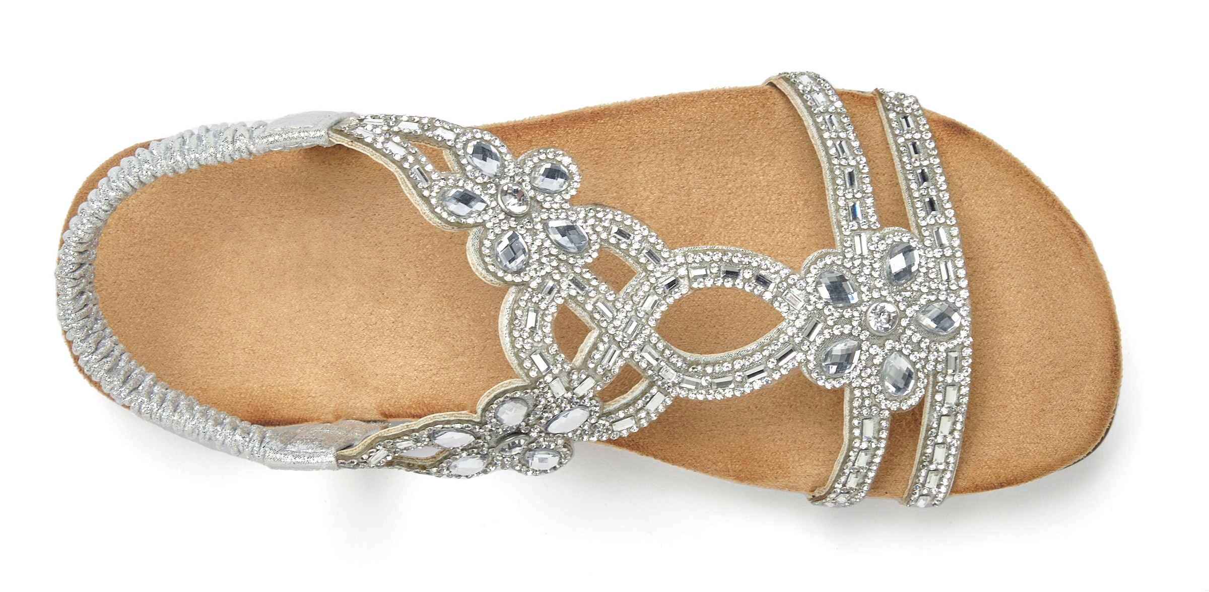Vivance Sandale »Sommerschuh«, Sandalette, Sommerschuh mit elastischen Riemen & Glitzersteinen VEGAN
