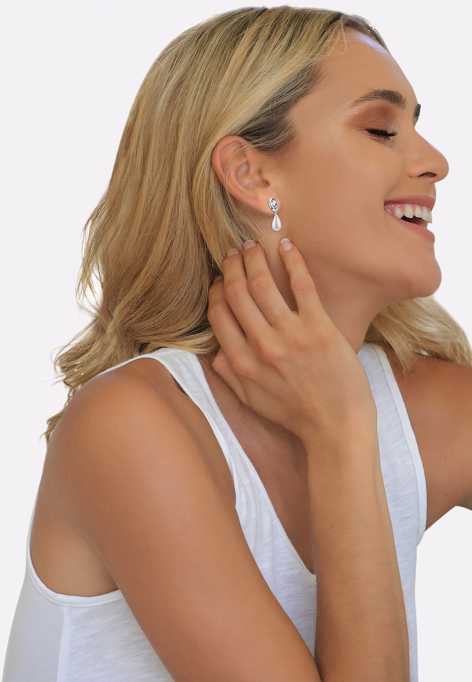 Nenalina Paar Ohrhänger »Ohrringe Stecker Muschelkernperle Spirale Stilvoll 925 Silber«