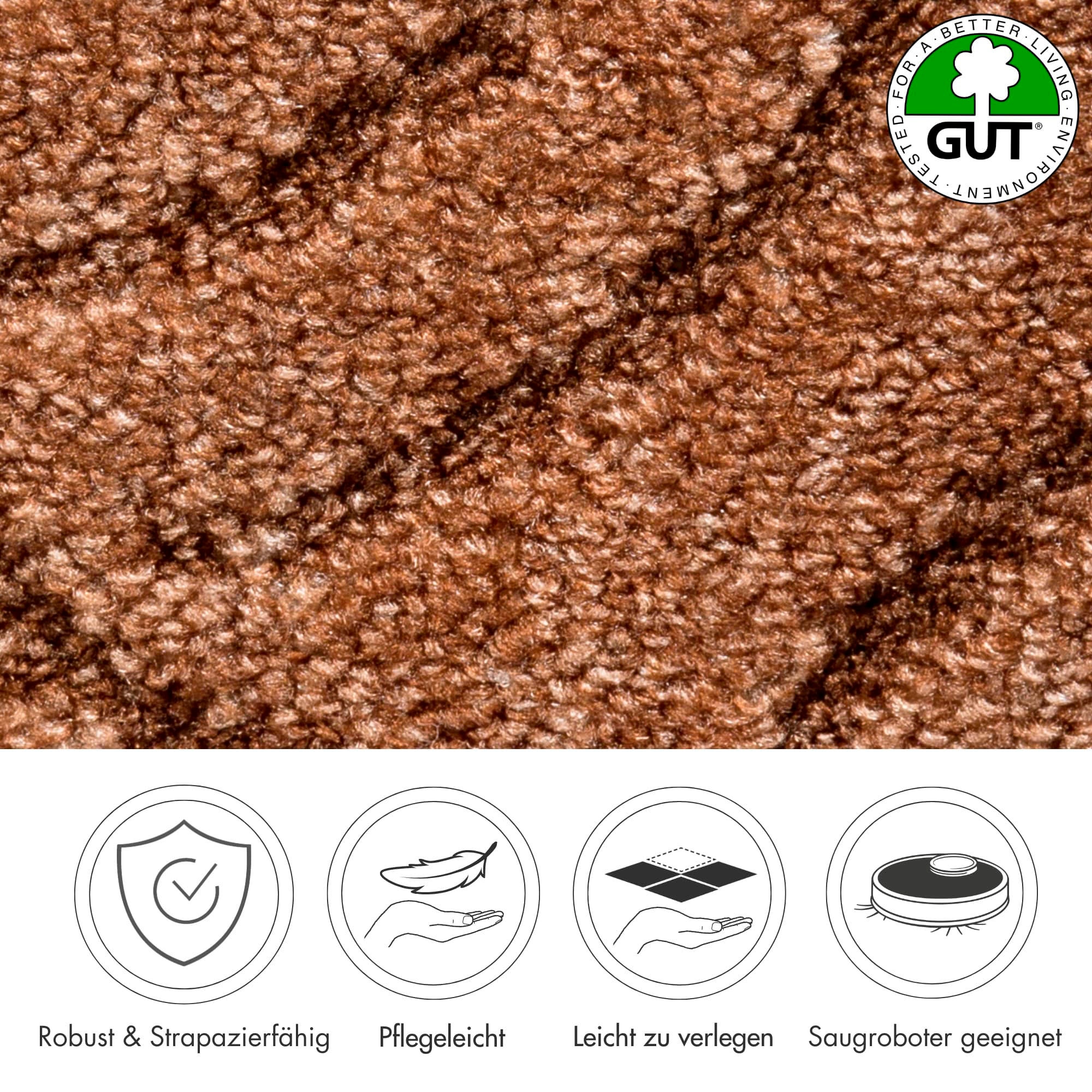 Andiamo Teppichboden »Amberg, Strukturschlinge, Made in Belgium«, rechteckig, 9 mm Höhe, Breite 200, 300, 400 oder 500 cm, Hoch-Tief Effekt, strapazierfähig