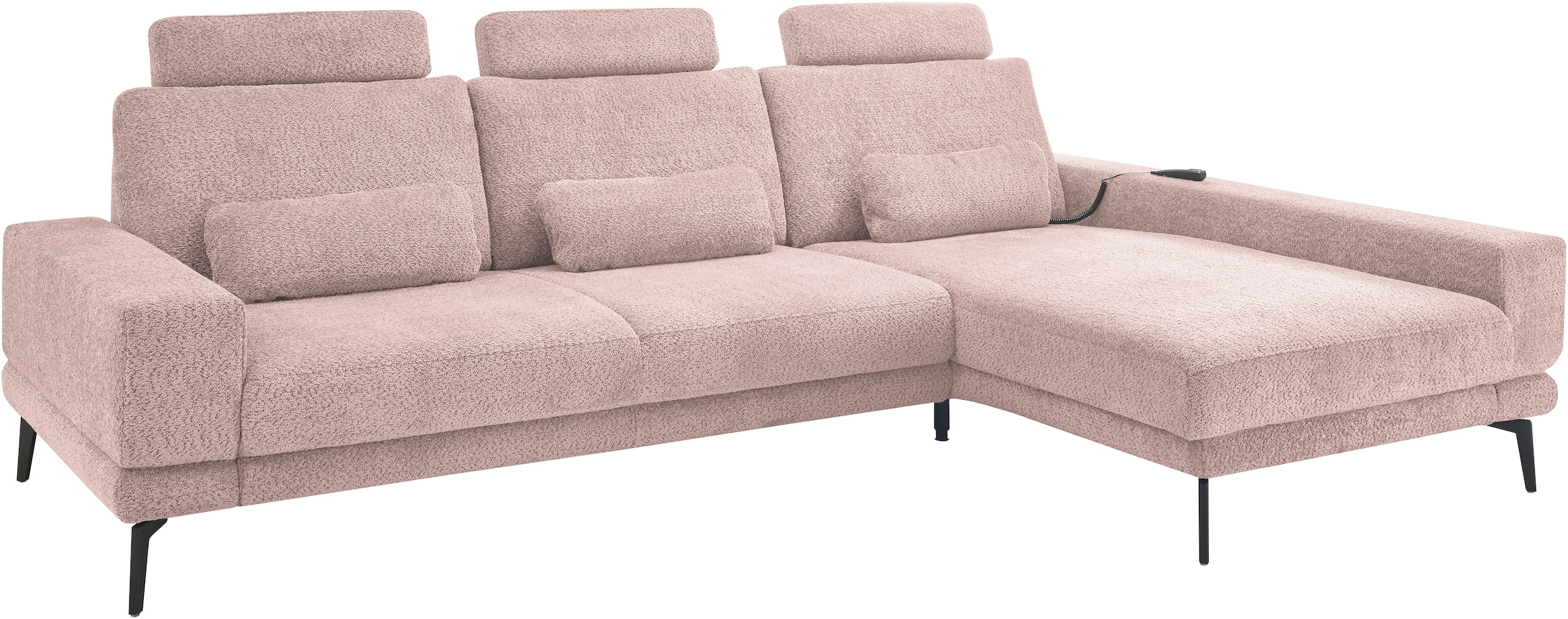 set one by Musterring Ecksofa »SO 3600, inkl motor. Sitztiefenverstellung, Kopfstützen, Nierenkissen«, Sitzhöhe 42 cm, Kaltschaum, Breite 293 x Tiefe 180 cm, Kama rose