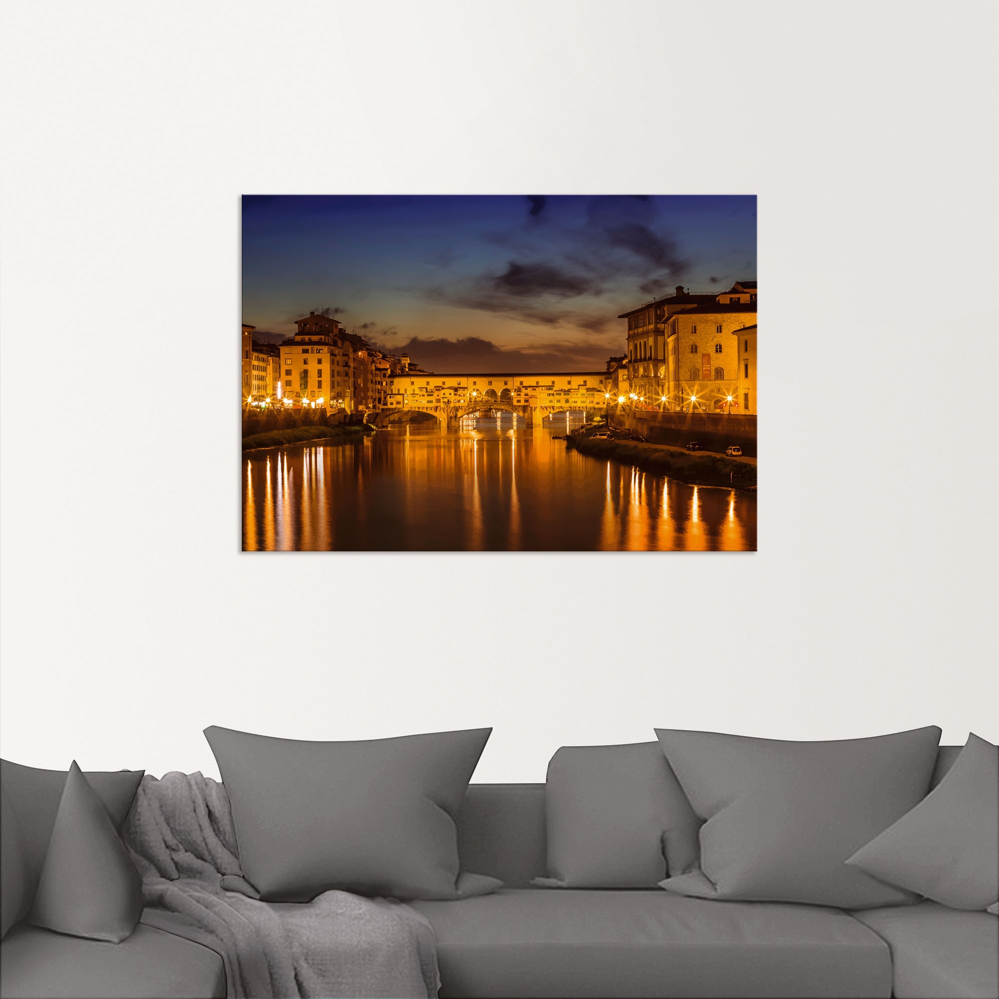 Artland Wandbild »FLORENZ Ponte Vecchio am Abend«, Florenz, (1 St.), als Alubild, Outdoorbild, Leinwandbild in verschied. Größen