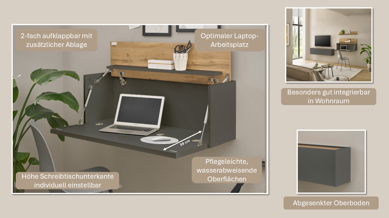 INOSIGN Büromöbel-Set »CiTY/GiRON«, (Set, 5 tlg.), Wandsekretär, Home Office