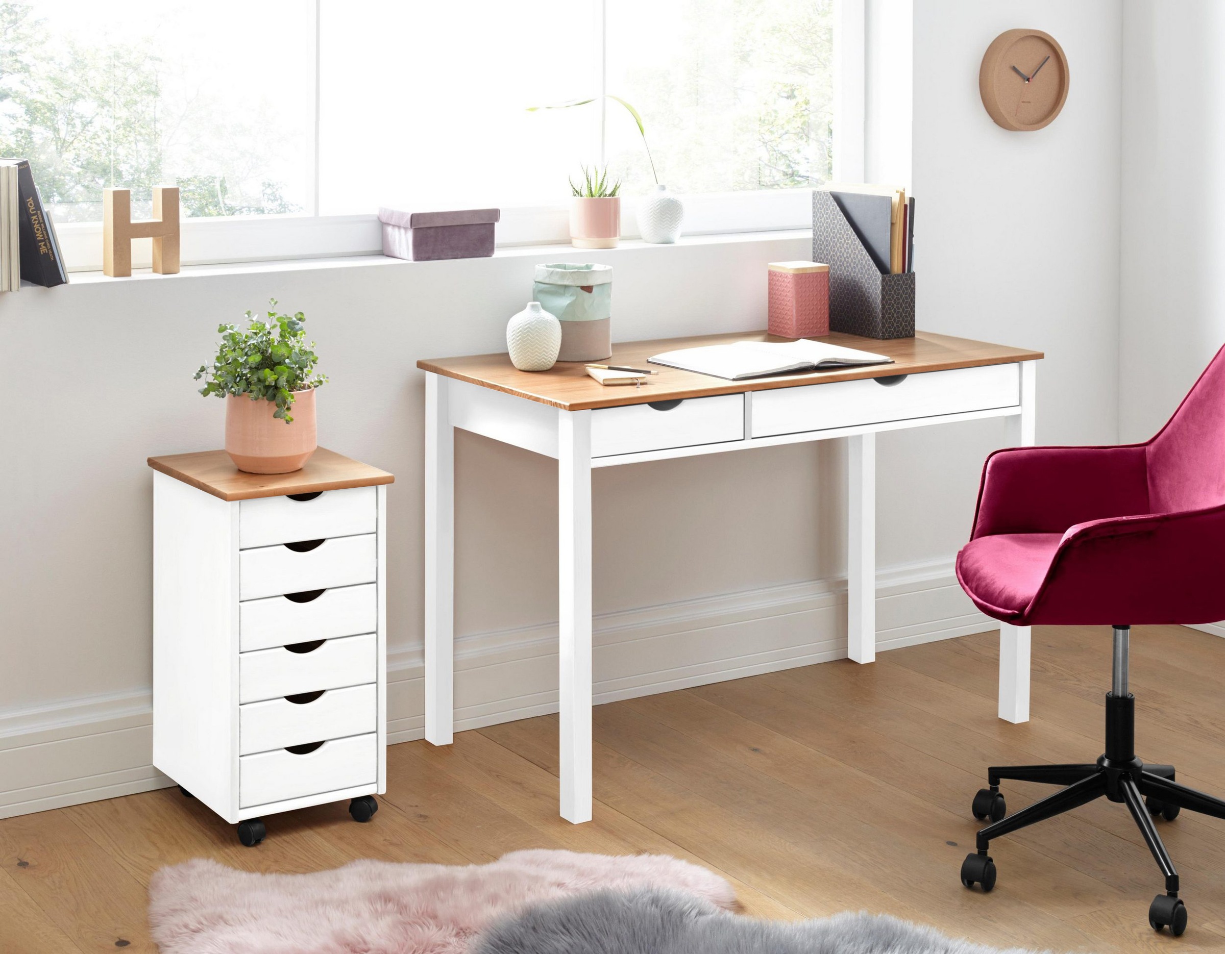 INOSIGN Kommode »Gava«, massives Kiefernholz, mit vielen Stauraummöglichkeiten, Breite 34 cm
