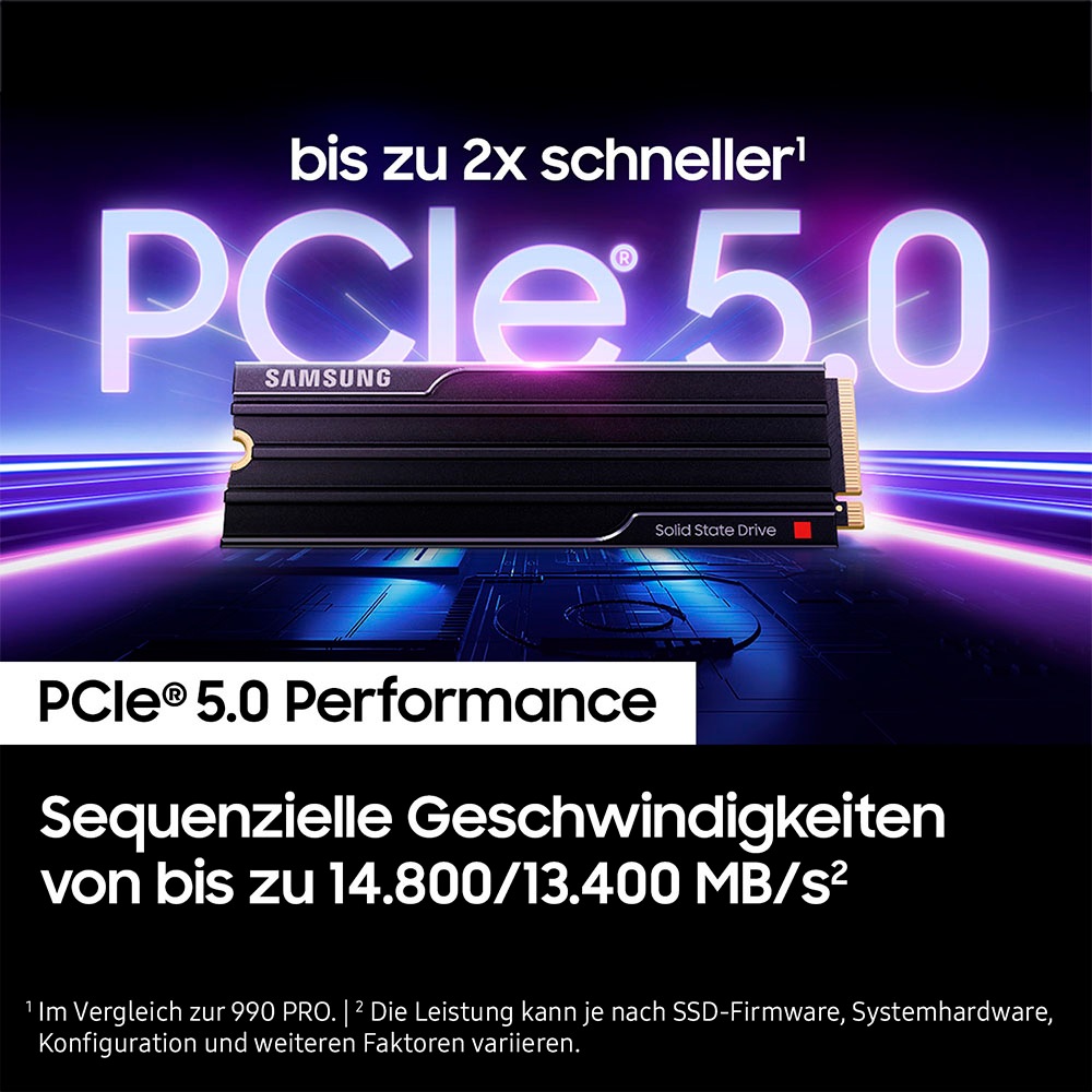 Samsung interne Gaming-SSD »9100 PRO Heatsink PCIe® 5.0 NVMe™ M.2 - 1 TB«, Anschluss PCI Express 5.0