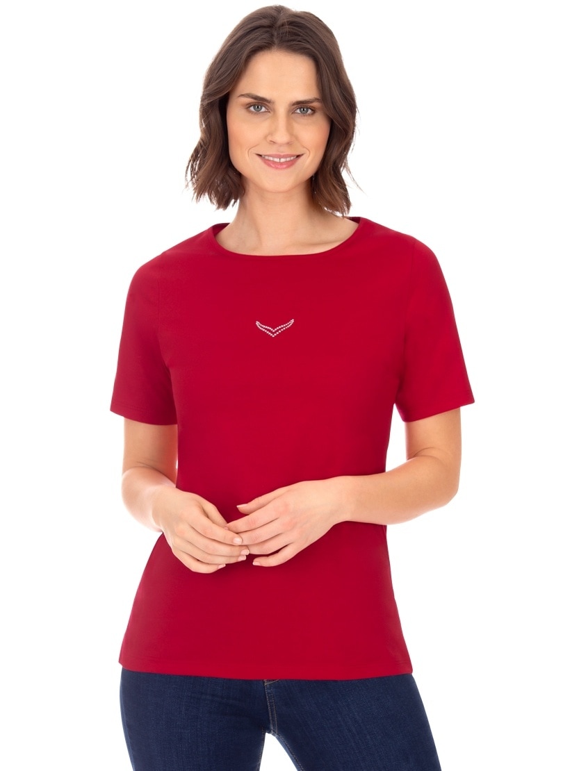 Trigema T-Shirt »TRIGEMA T-Shirt DELUXE Baumwolle mit Kristallsteinen« 1 Stk.