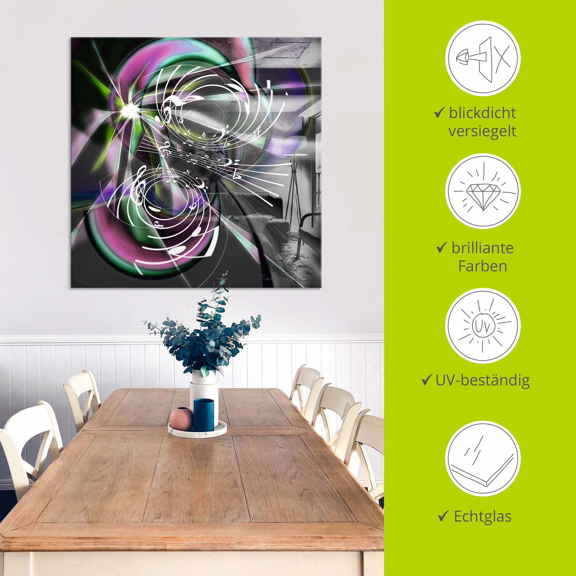 Artland Glasbild »Fraktale Spielerei mit Noten« Symbole 1 Stk. tlg. in verschiedenen Größen