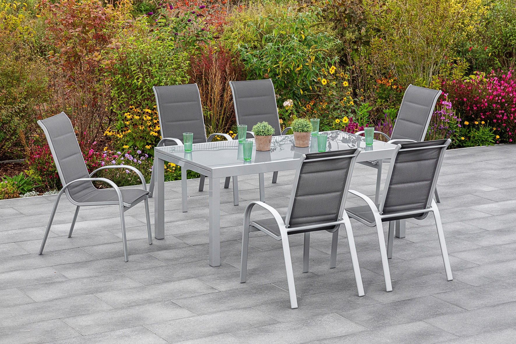 MERXX Garten-Essgruppe »Amalfi di lusso«, (7 tlg.), 6 Sessel mit Tisch