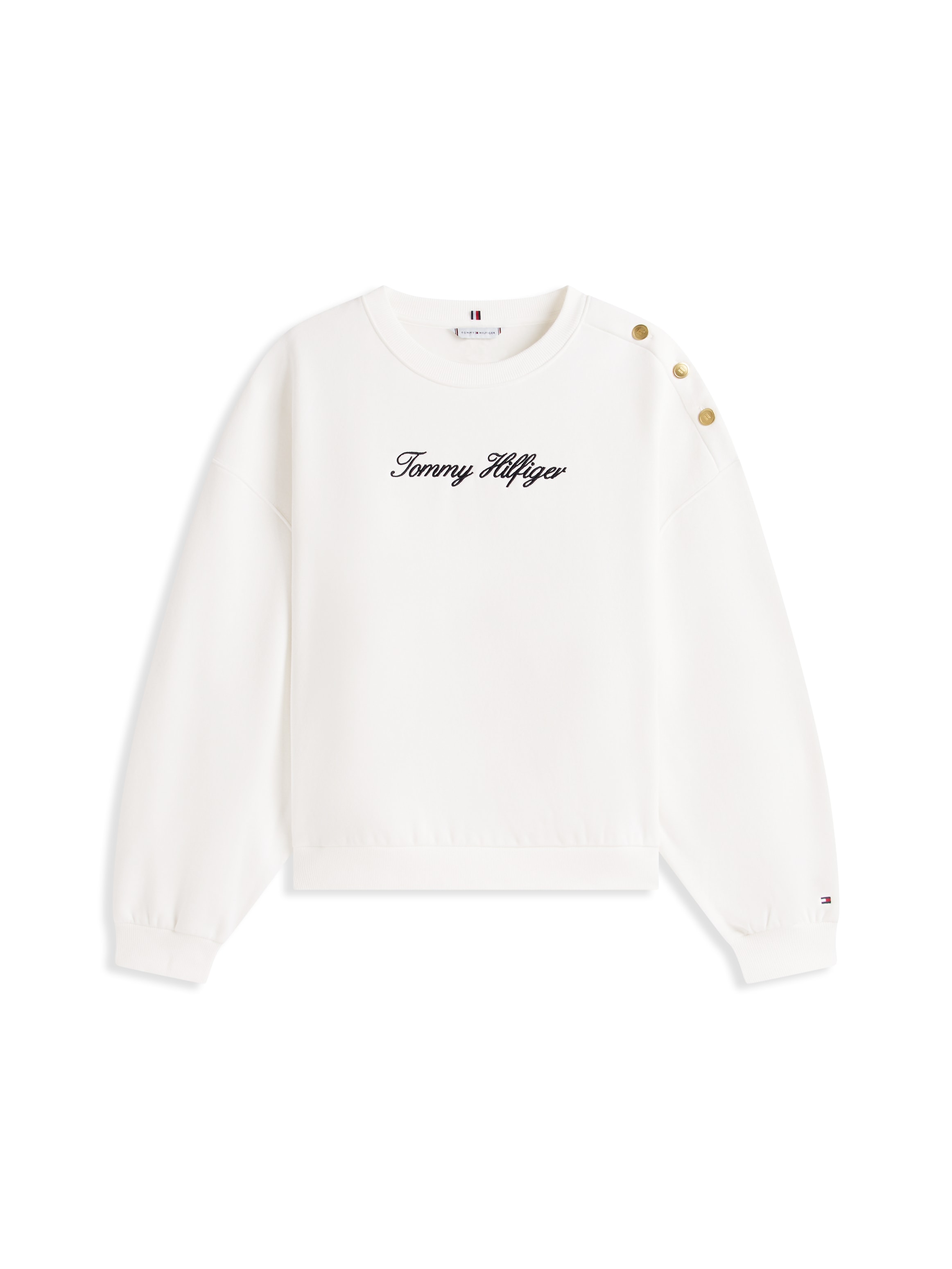 Tommy Hilfiger Curve Sweatshirt »CRV GOLD BTN SCRIPT FLEECE SWRT«, in großen Größen, mit goldfarbenen Zier-Knöpfen
