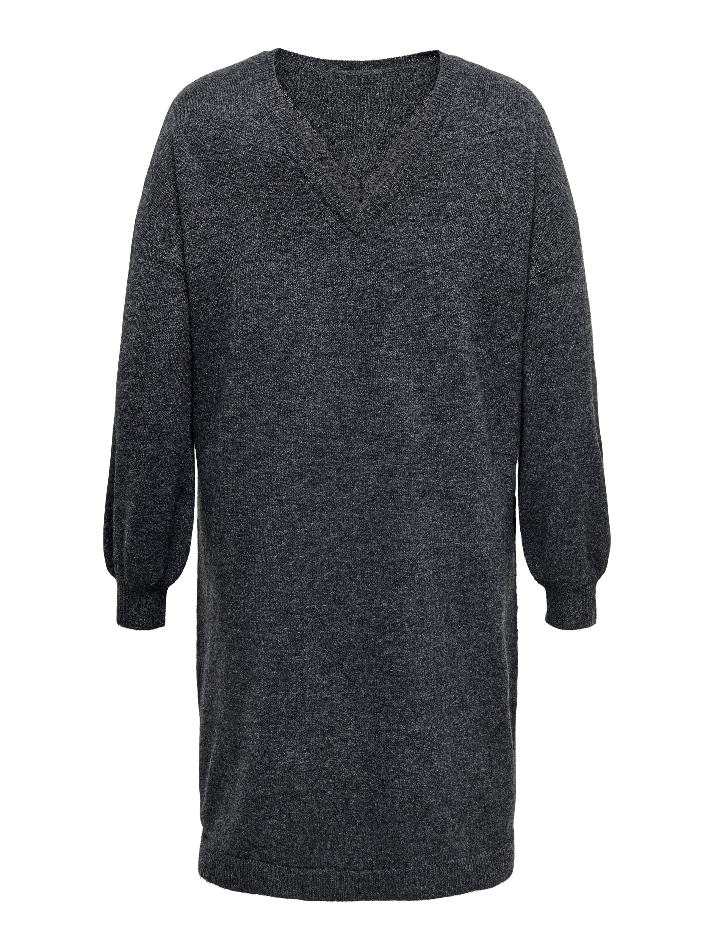 ONLY CARMAKOMA Strickkleid »CARMANIFESTA LS V-NECK DRESS KNT BF«, mit Spitze am Ausschnitt