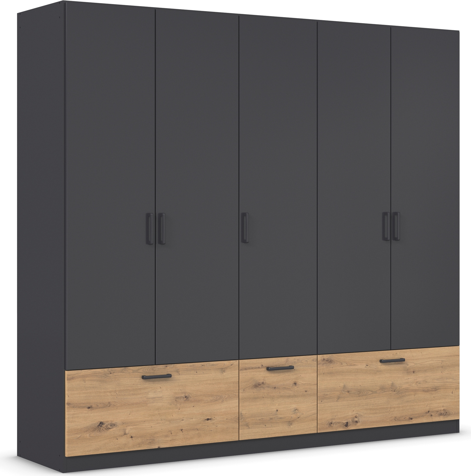 rauch Drehtürenschrank »Kleiderschrank Schrank Garderobe Wäscheschrank BARI«, mit Schubkästen und modernem Griff in Graumetallic MADE IN GERMANY