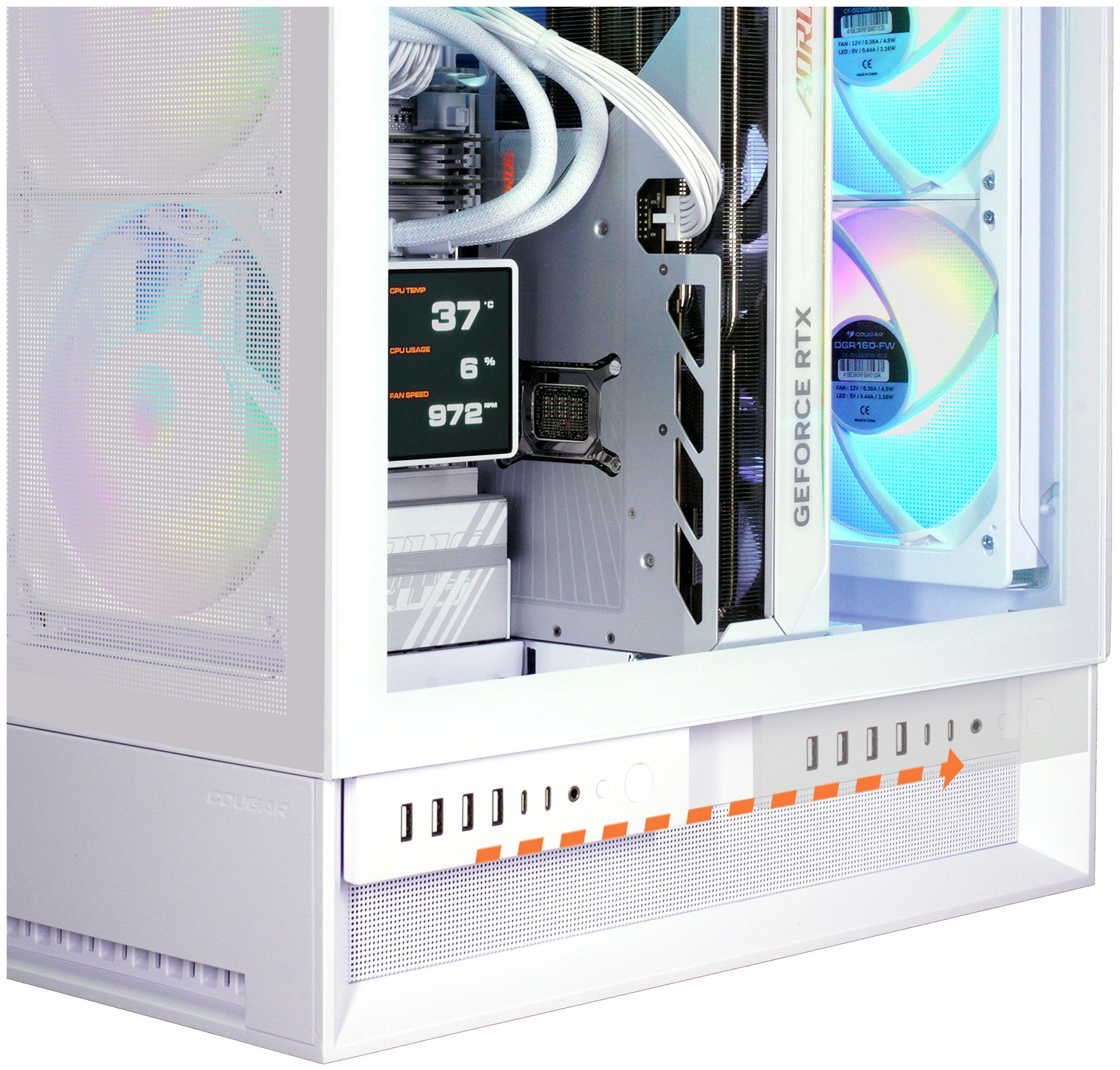Cougar Gaming-PC »OmnyX WT 8127 AMD Ryzen 7 9850X3D 32GB DDR5 2TB SSD RTX 5080« Windows 11, DDR5 RAM, Wasserkühlung