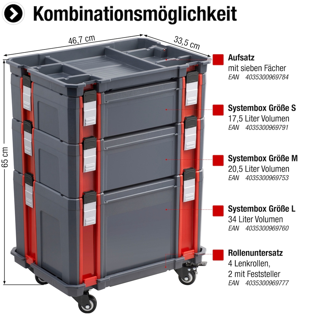 Connex Stapelbox »Größe L - 34 Liter Volumen - Individuell erweiterbares System«