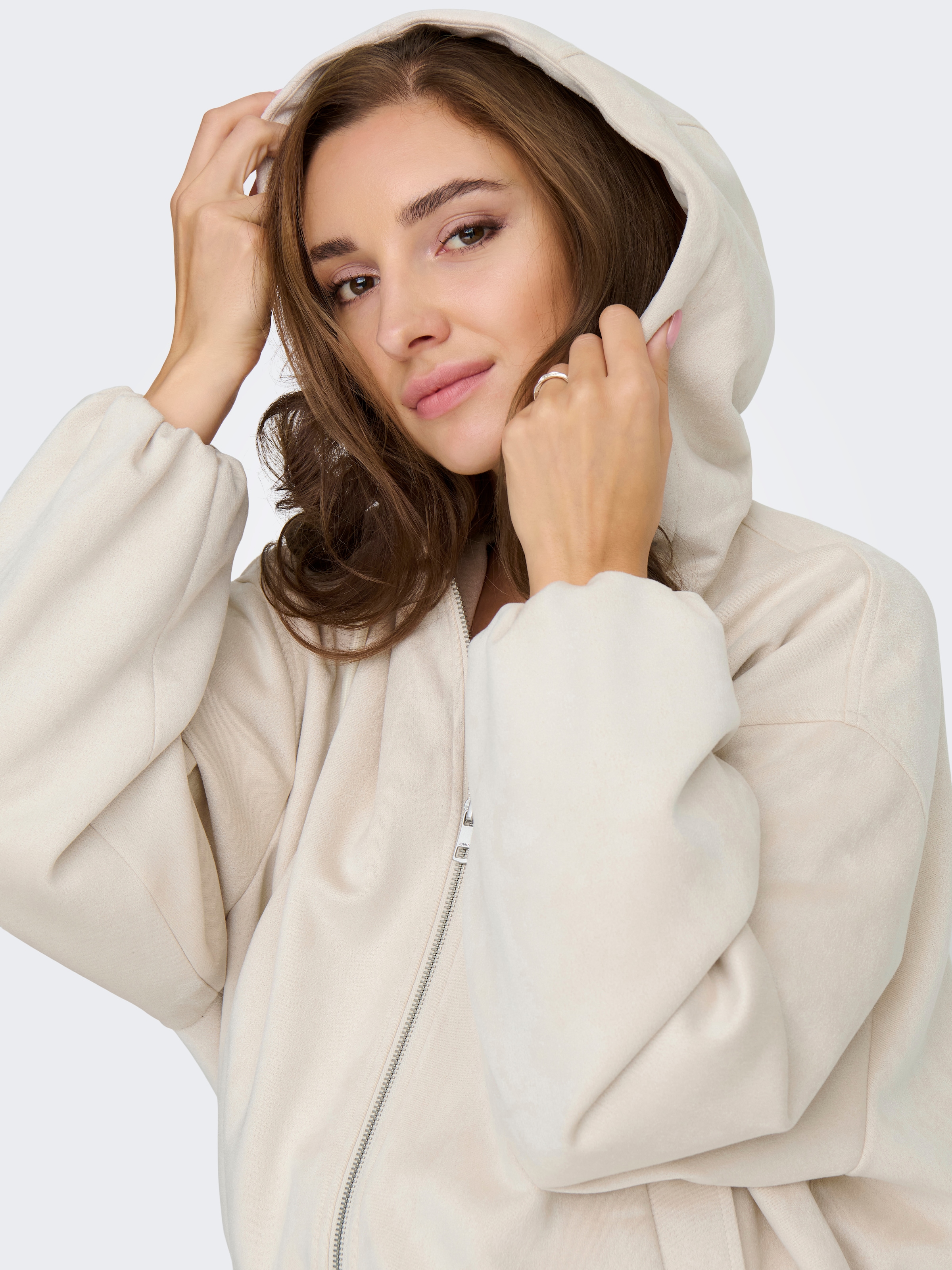 ONLY Kurzjacke »ONLDIANE LIFE FAUX HOOD JACKET CC OTW« ohne Kapuze aus Wildlederimitat, elastisches Bündchen