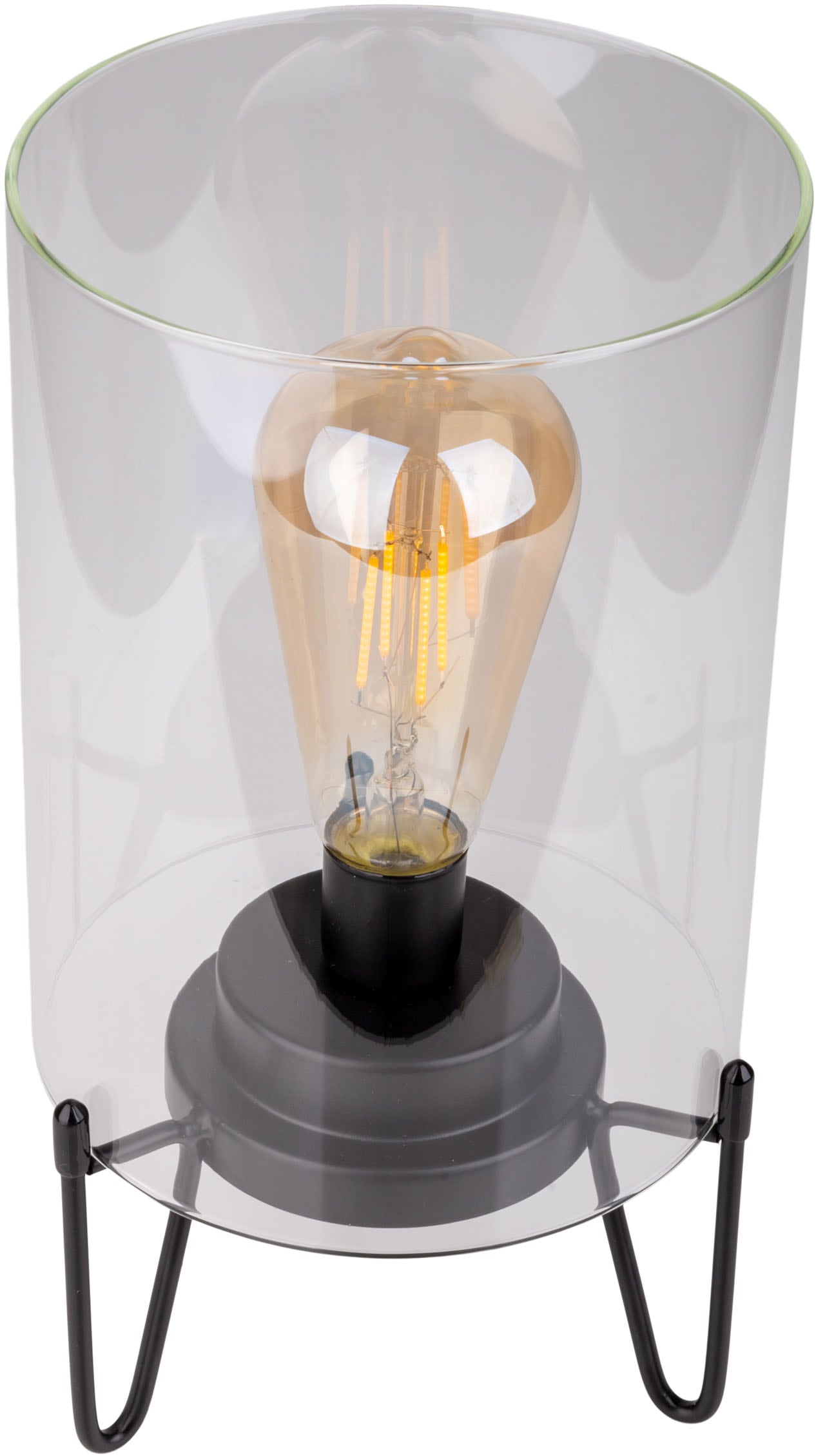 näve LED Außen-Tischleuchte »Lonna« LED-Modul 1 Stk. Warmweiß Glasschirm klar, batteriebetrieben, Timer, Gestell schwarz, H: 28,5cm