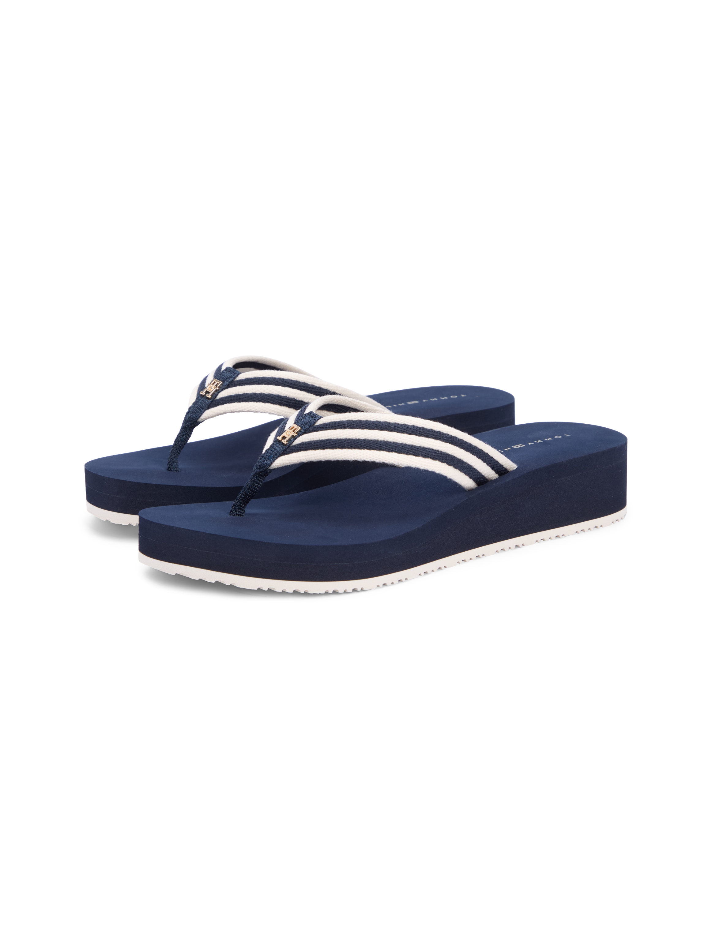 Tommy Hilfiger Zehentrenner »TH STRIPE SUMMER SANDAL«  Sommerschuh, Dianette, Plateauschuh mit gestreifter Bandage
