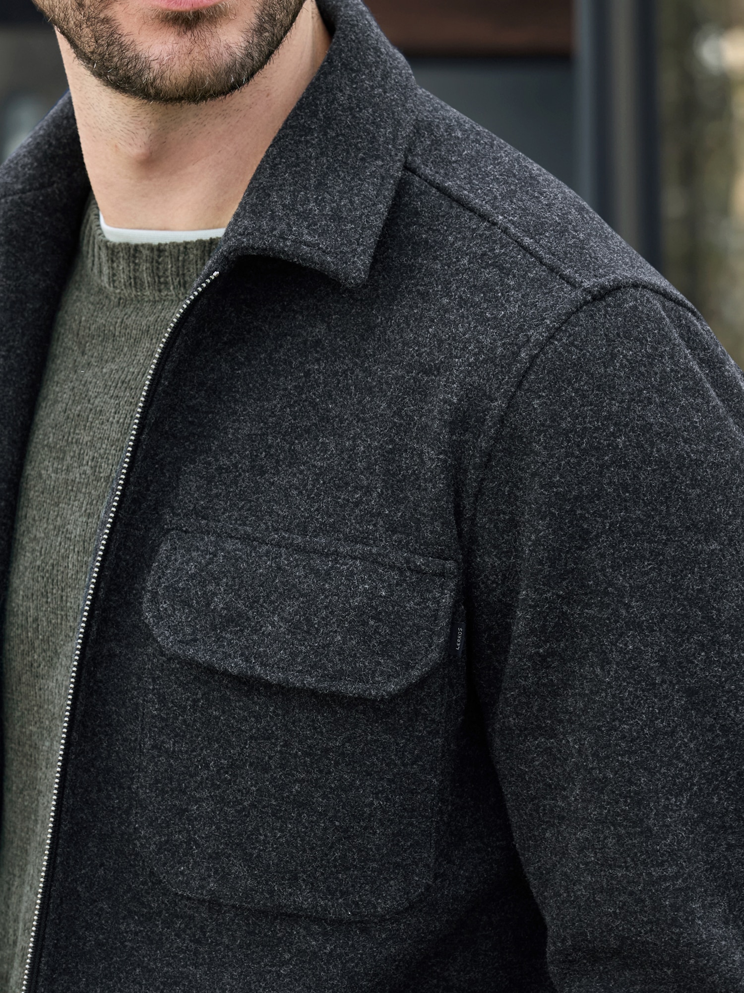 LERROS Langarmhemd »LERROS Herren Overshirt in urbanem Style«