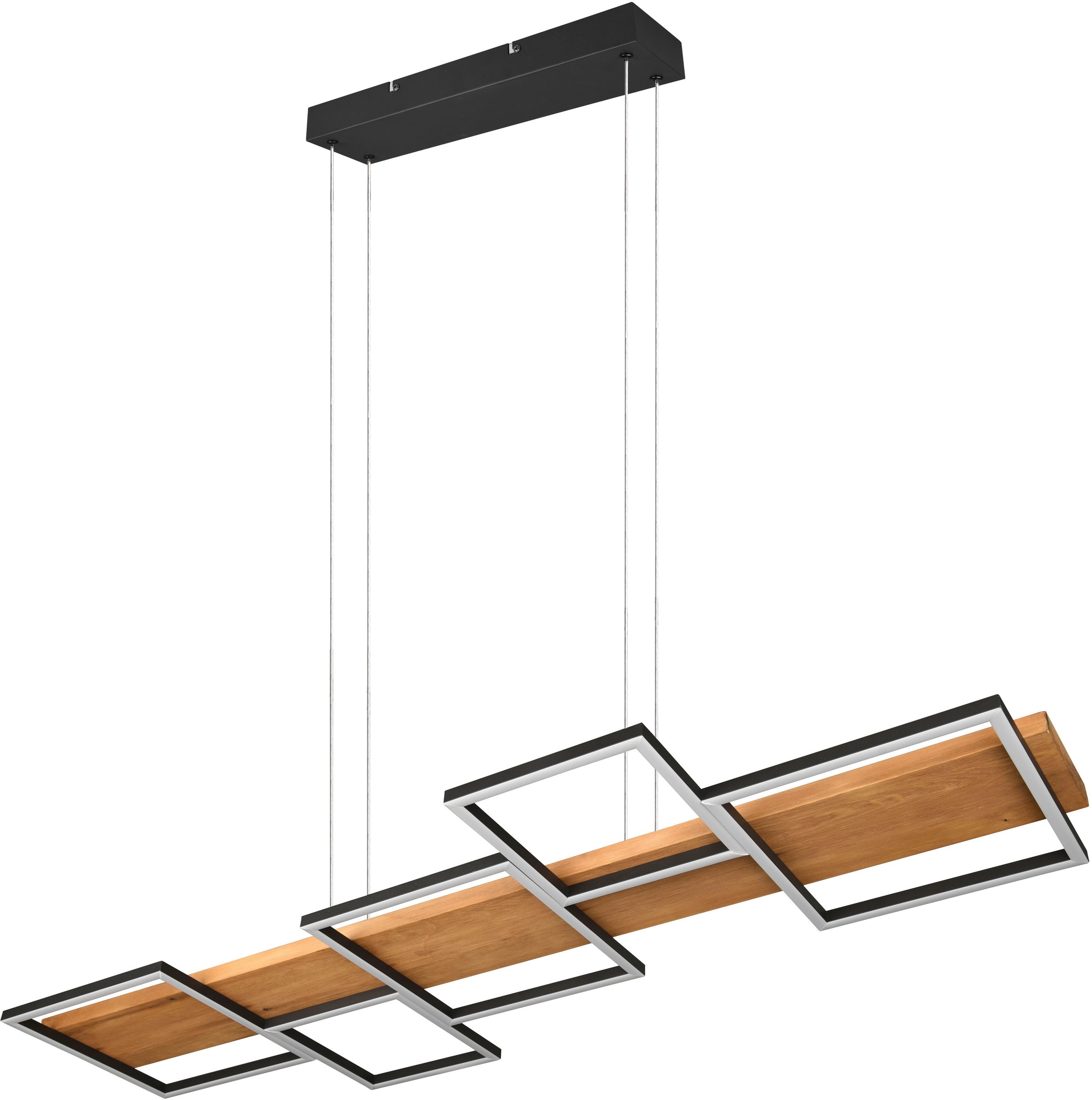 TRIO Leuchten LED Pendelleuchte »Harper«, 1 flammig, Leuchtmittel LED-Board | LED fest integriert, Hängelampe aus Holz und Metall, höhenverstellbar, LED mit 3 Dimmstufen