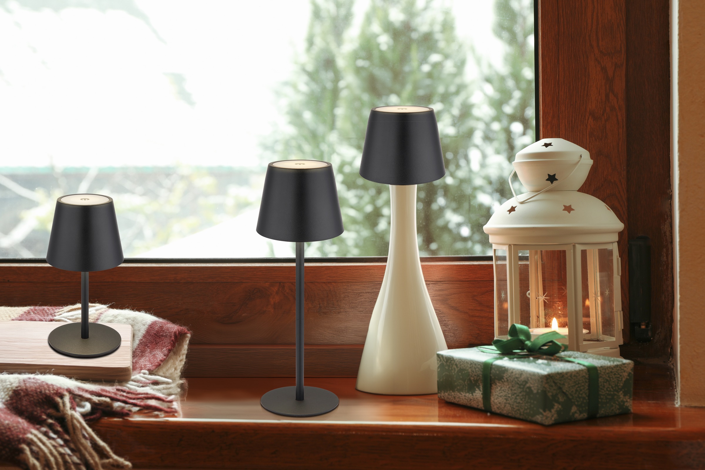 OTTO home LED Tischleuchte »Alennia Akkuleuchte inkl. Flaschenaufsatz« LED-Modul 1 Stk. warmweiß - kaltweiß stufenloser Touchdimmer, Farben fixierbar, USB-C, Akkulampe, CCT