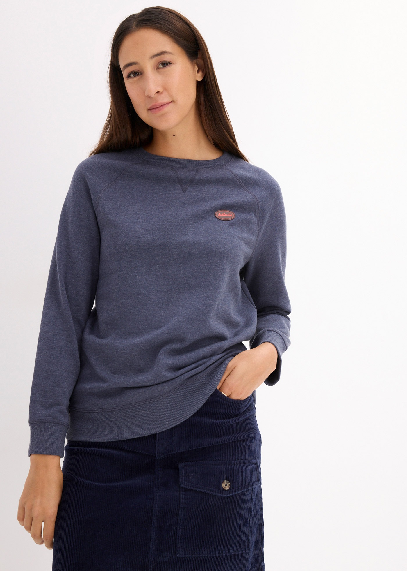 bonprix Sweatshirt, 2 Stk. bequeme Passform, hüftbedeckende Länge, mit Rundhalsausschnitt

