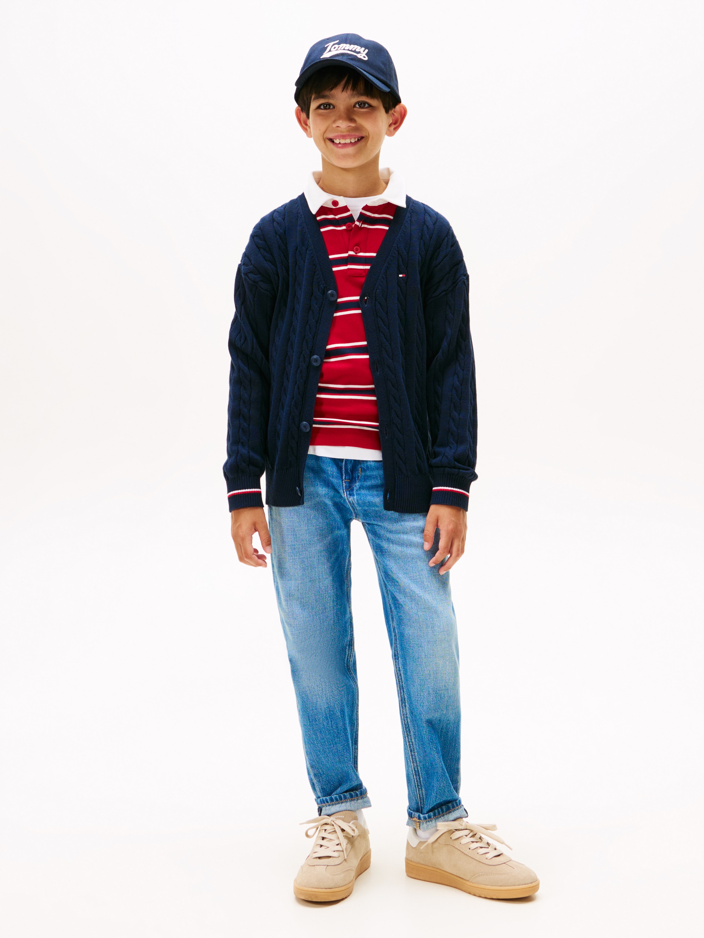 Tommy Hilfiger Strickpullover »COTTON CABLE GLOBAL STRIPE CARDI« Kinder bis 16 Jahre