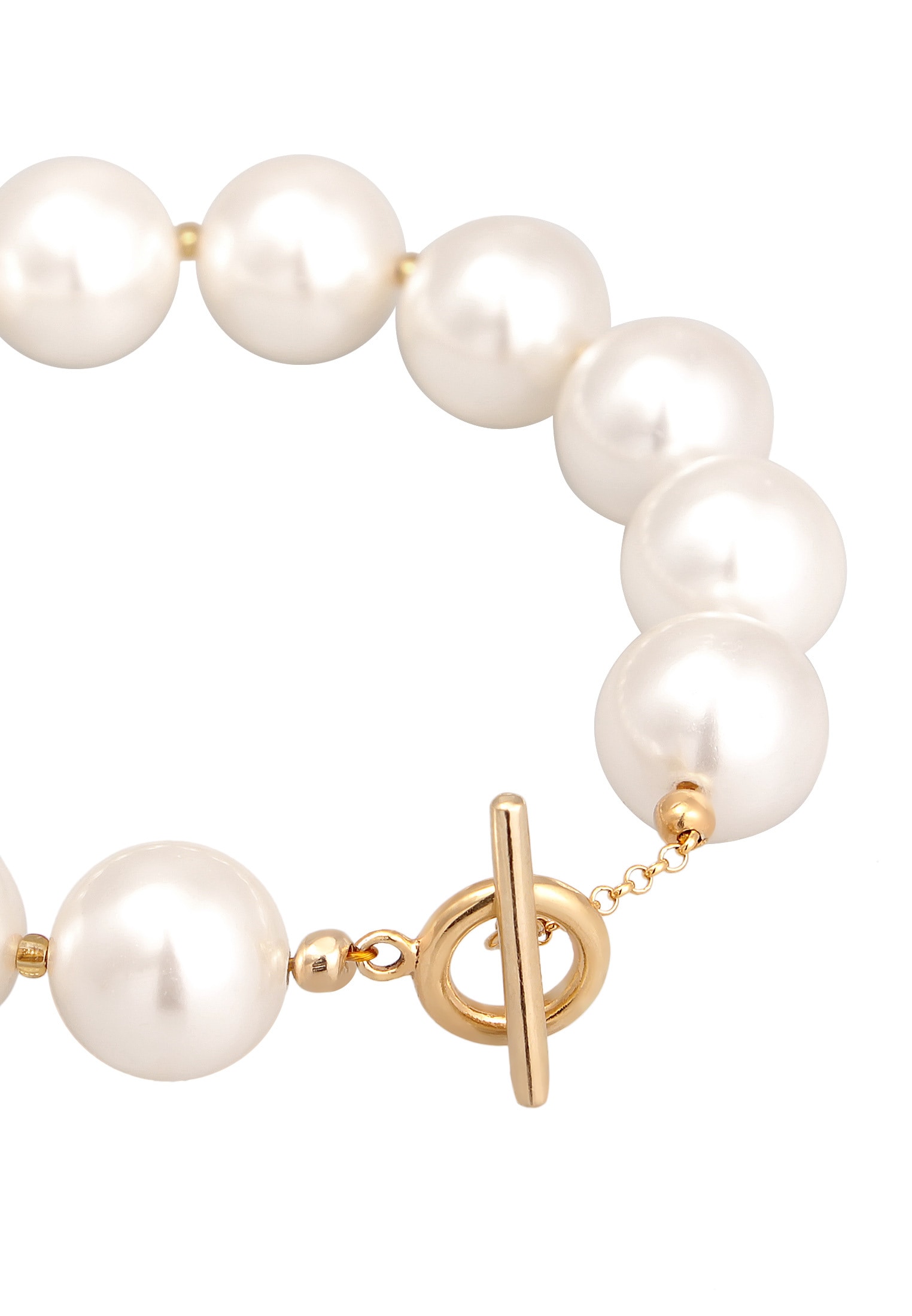 Elli Armkette »Armband Muschelkernperlen T-Bone 925 Silber vergoldet«