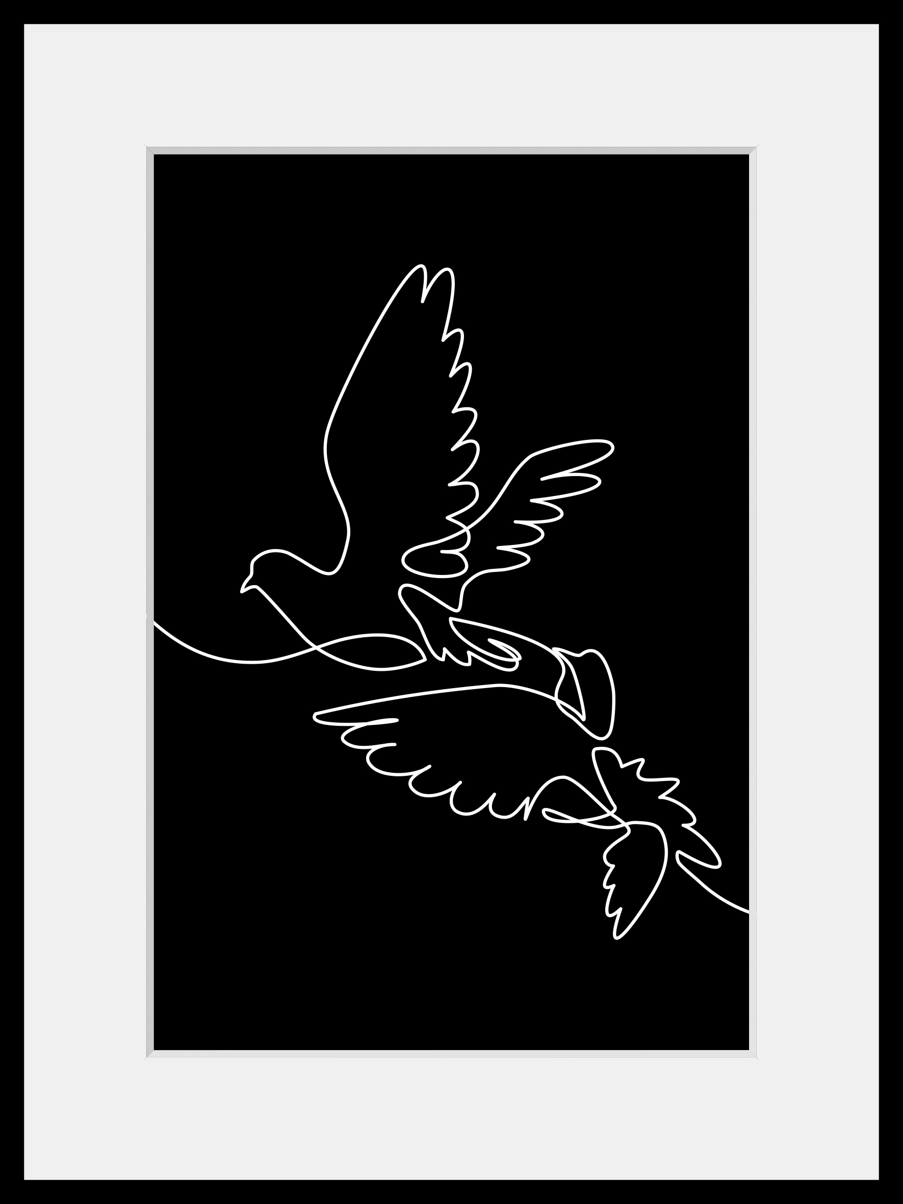 queence Bild »FREEDOM«, Kunst-Schwarz-Weiß-Vögel-Vogelbilder, (1 St.), HD Premium Poster-Druck inkl. Holzrahmen