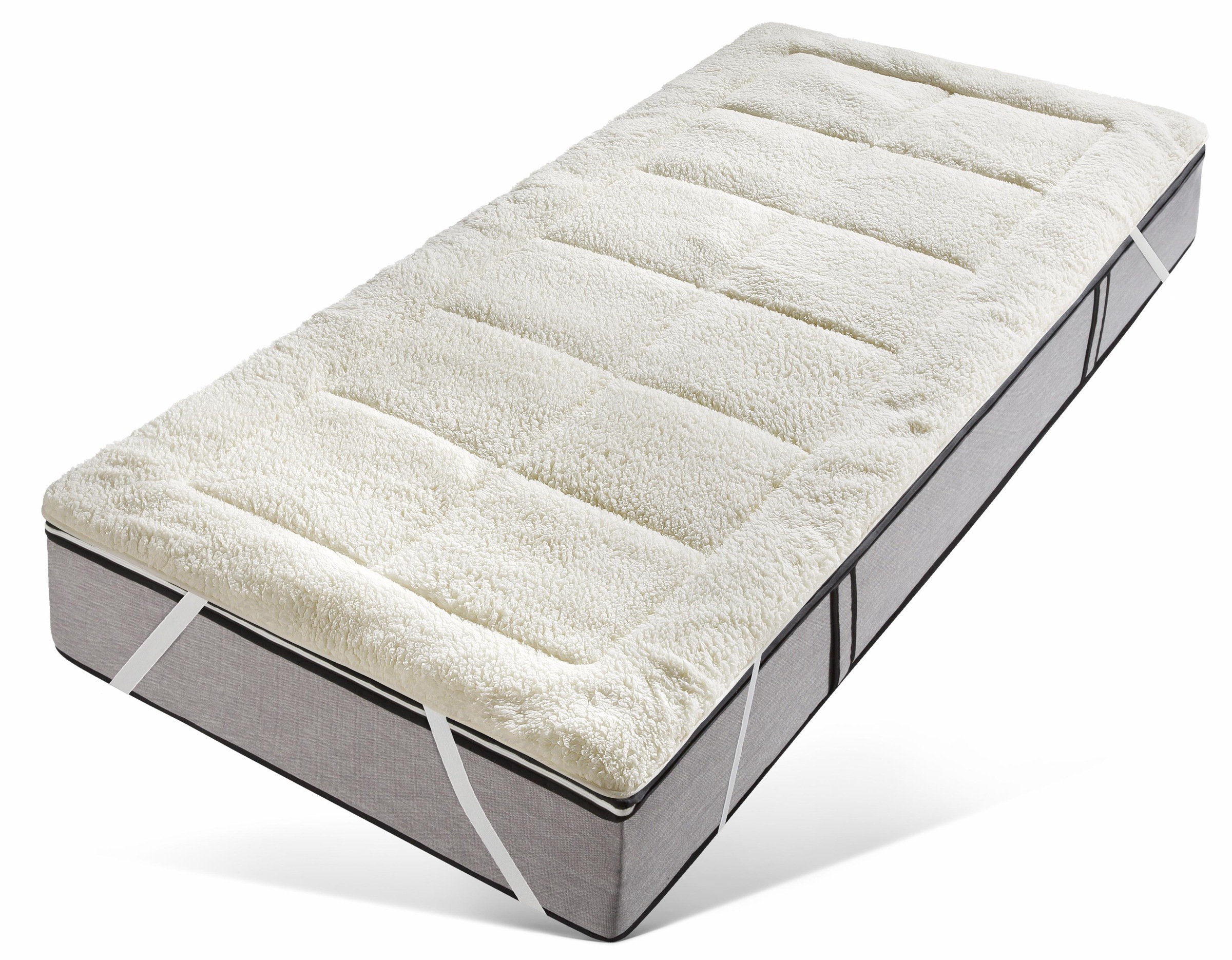 RIBECO Matratzenauflage "Luise, in Lammfloor Optik, 90x200 cm und weitere Größen" Auflage beidseitig für Sommer und Winter nutzbar, waschbar bis 60C