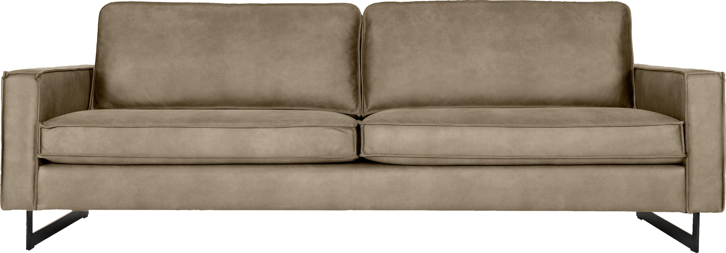 PLACES OF STYLE 3-Sitzer »Maxi-Ausführung Pinto, 236 cm, Cord, Chenille, Lederoptik« mit Keder, schwarze Metallfüße, Wellenunterfederung